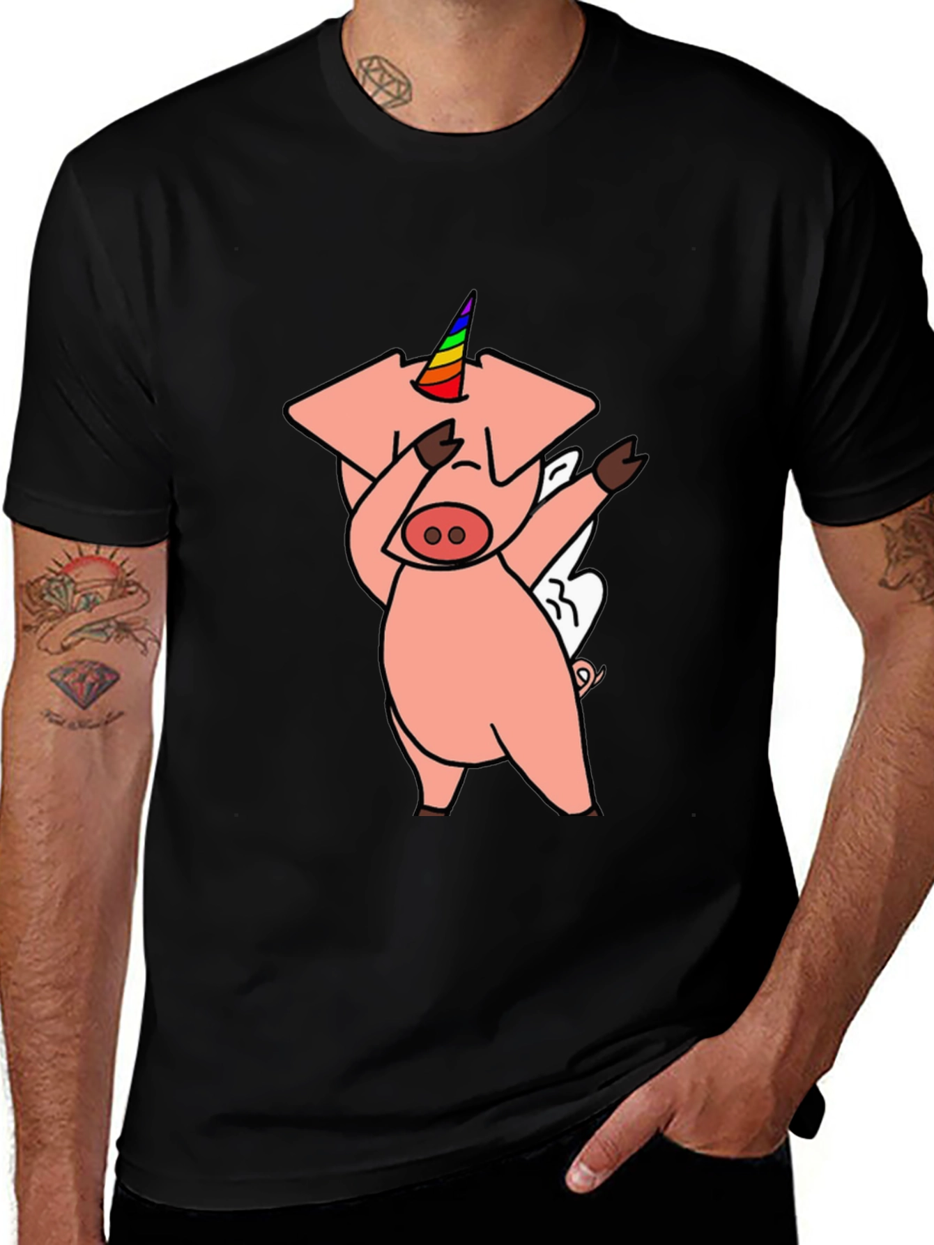 Variant 23 of Dabbing Unicorn Pig Graphic Tee - Funny Animal T-Shirt