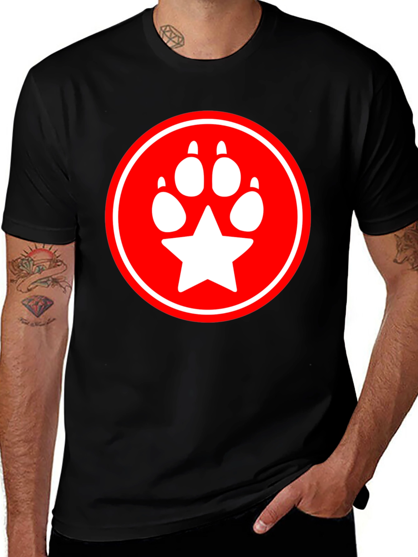 Variant 27 of Red Paw Star Black Tee