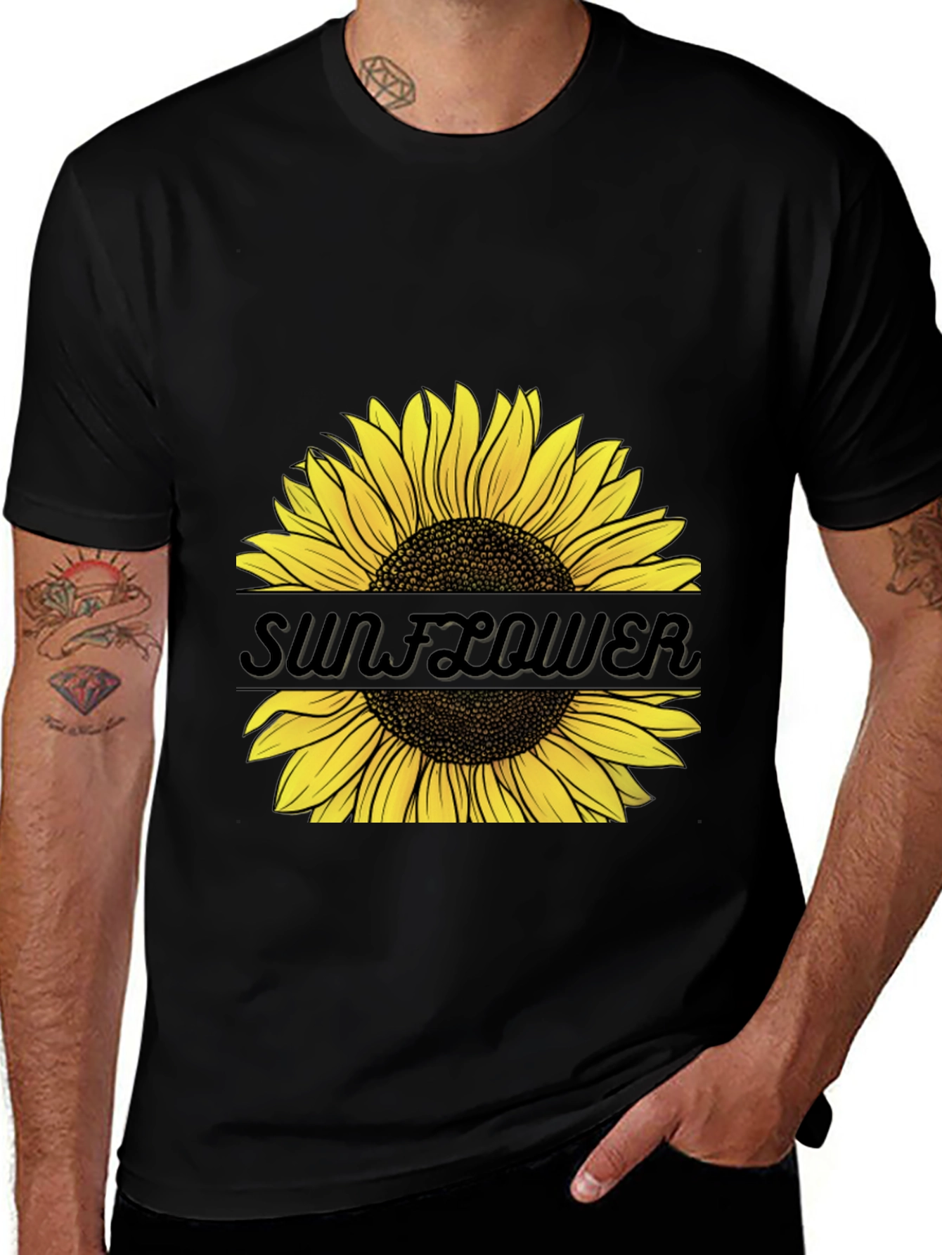 Variant 30 of Sunflower Graphic Tee - Unisex Black T-Shirt