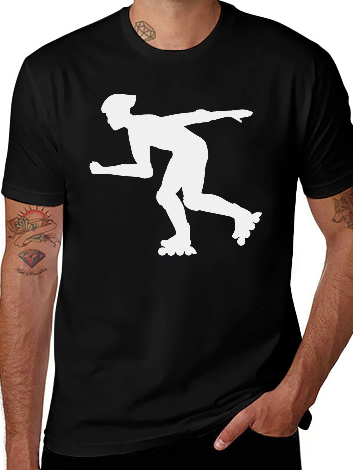 Variant 14 of Inline Skater Graphic Tee - Black Cotton T-Shirt