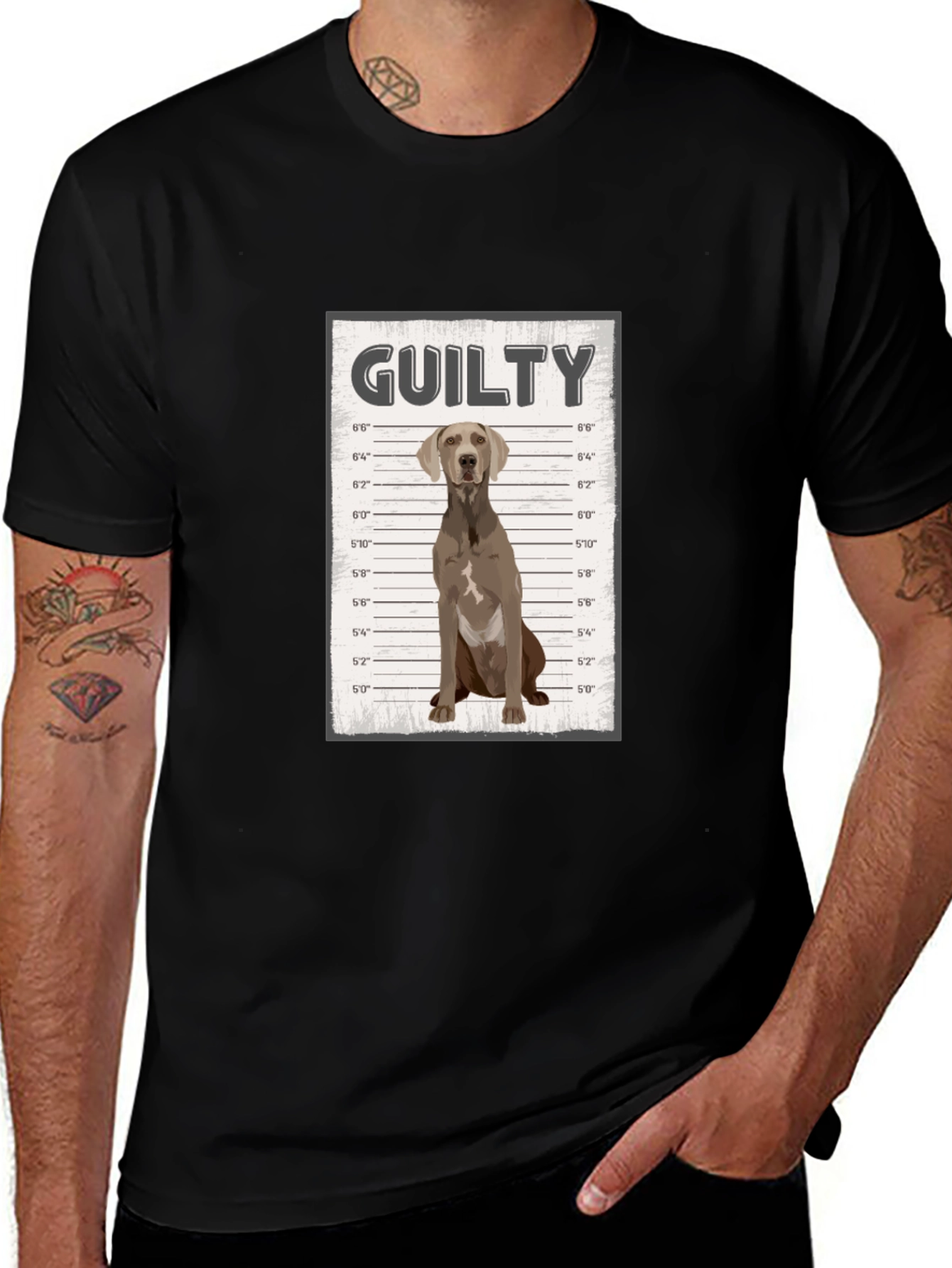 Guilty Dog Mugshot Graphic T-Shirt