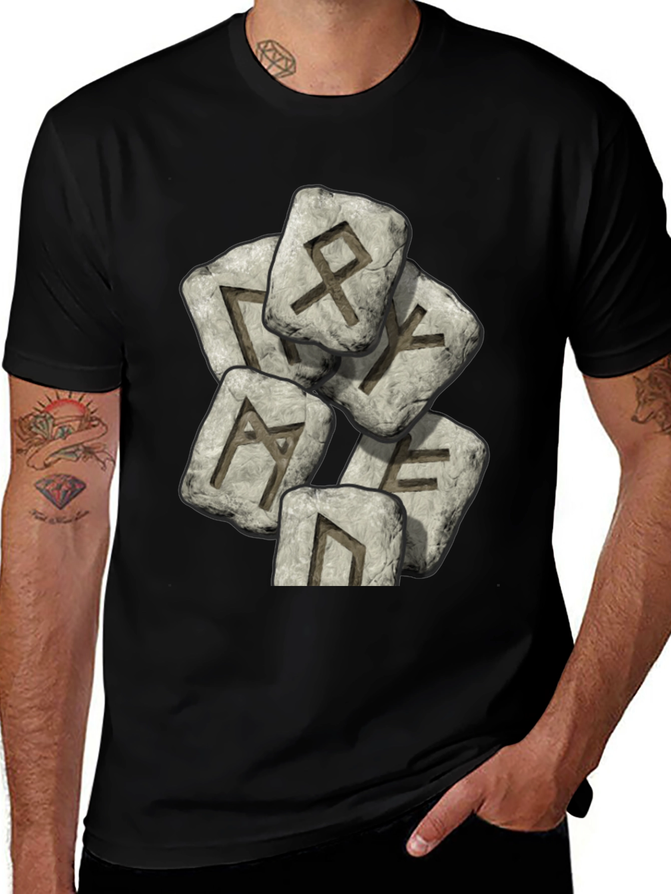 Variant 3 of Rune Stone Graphic T-Shirt - Black