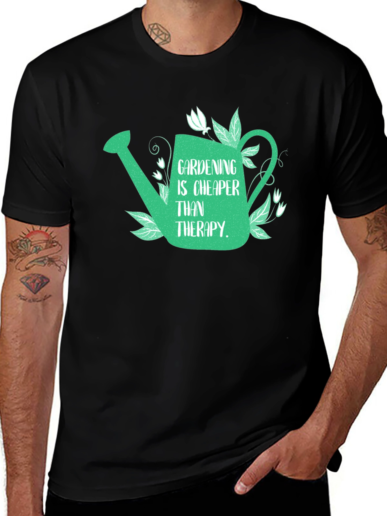 Variant 28 of Gardening Cheaper Than Therapy Graphic Tee - Black T-Shirt