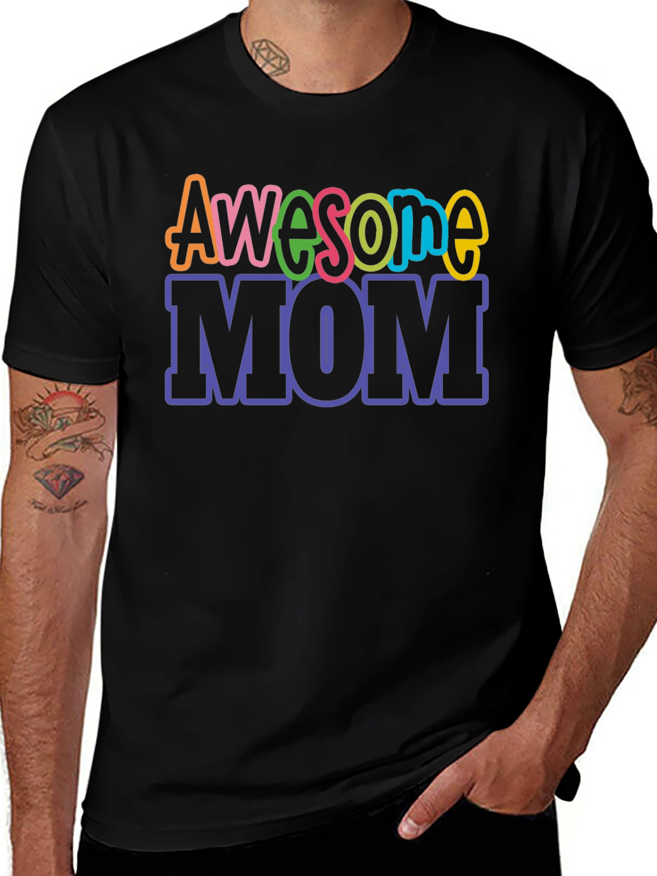 Variant 21 of Awesome Mom Graphic Tee - Black T-Shirt