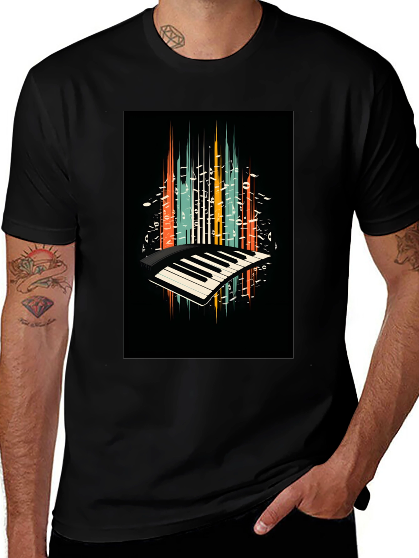 Variant 4 of Retro Piano Keys Graphic Tee - Music Lover T-Shirt