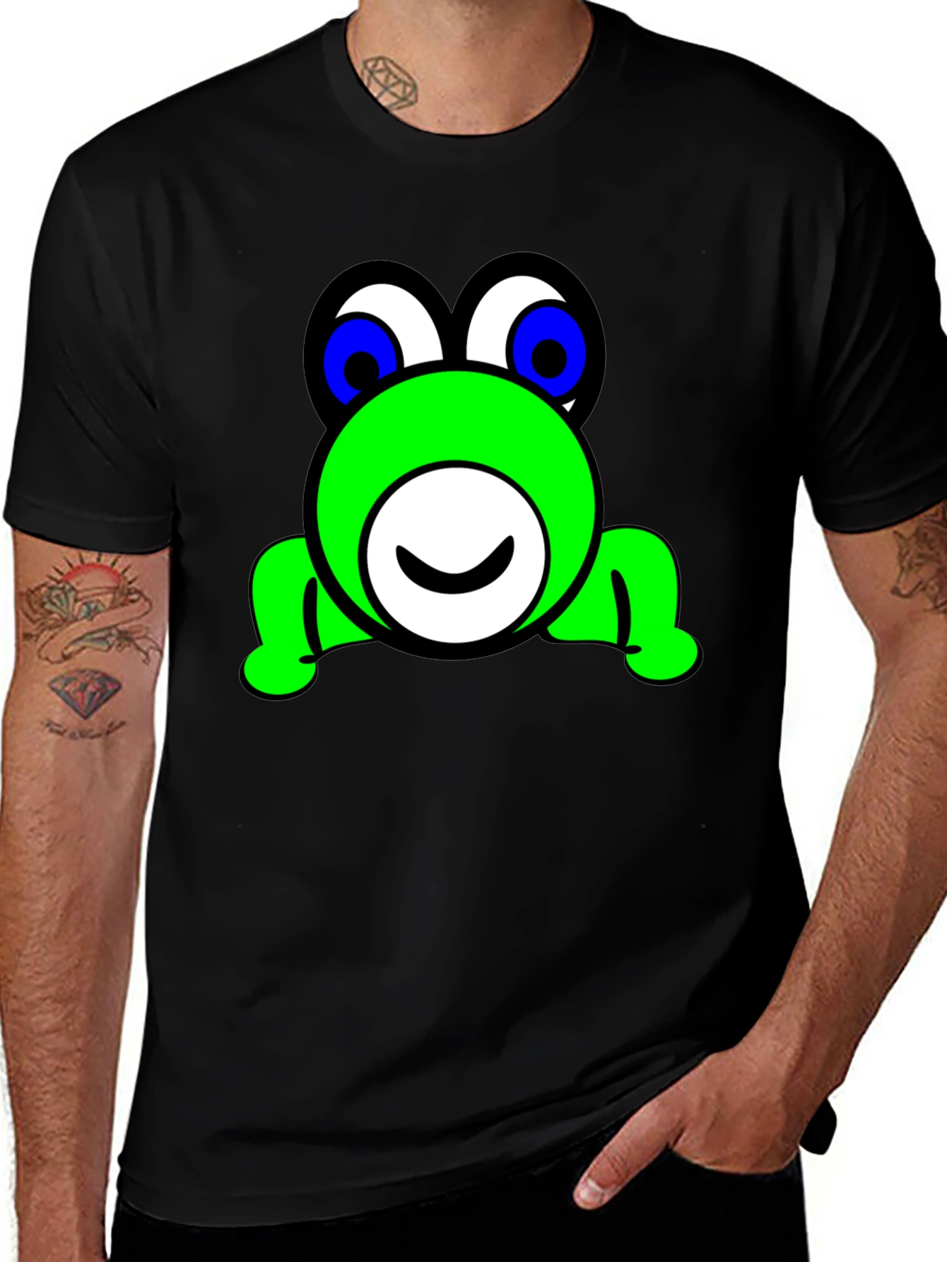 Variant 8 of Funny Frog Graphic Black T-Shirt