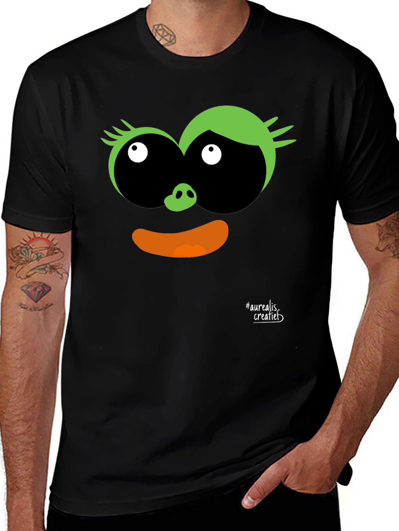 Black Fun Cartoon Face Black T-Shirt main image