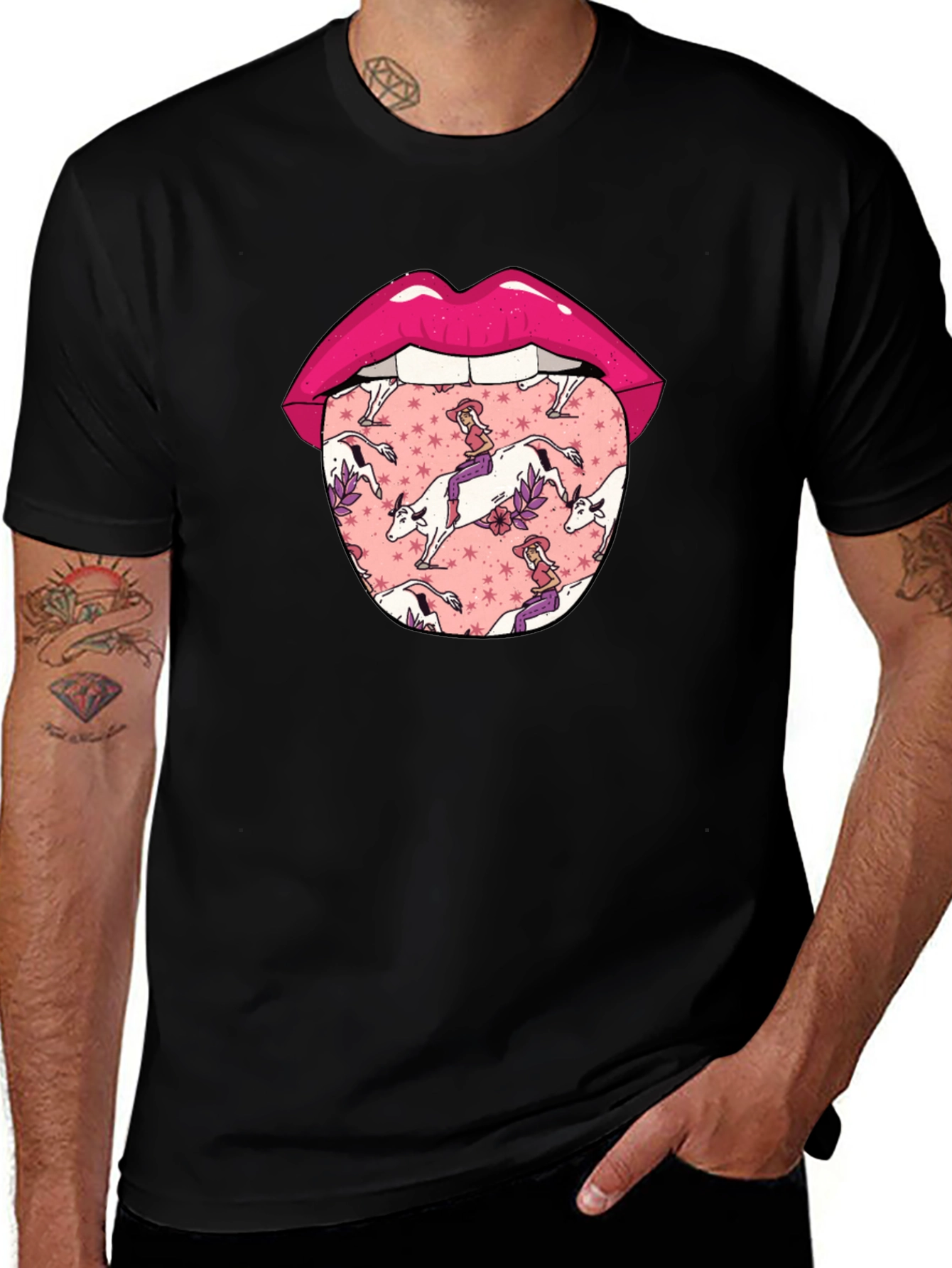 Variant 28 of Novelty Graphic Tee - Cowgirl Tongue T-Shirt