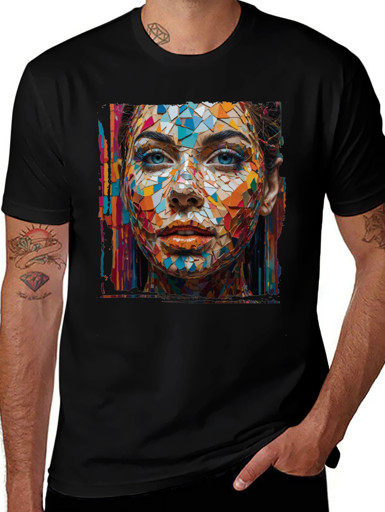 Variant 25 of Abstract Mosaic Woman Graphic Tee