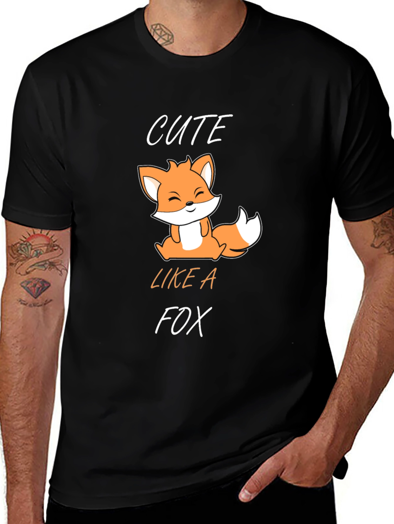 Variant 4 of Cute Fox Graphic T-Shirt - Black