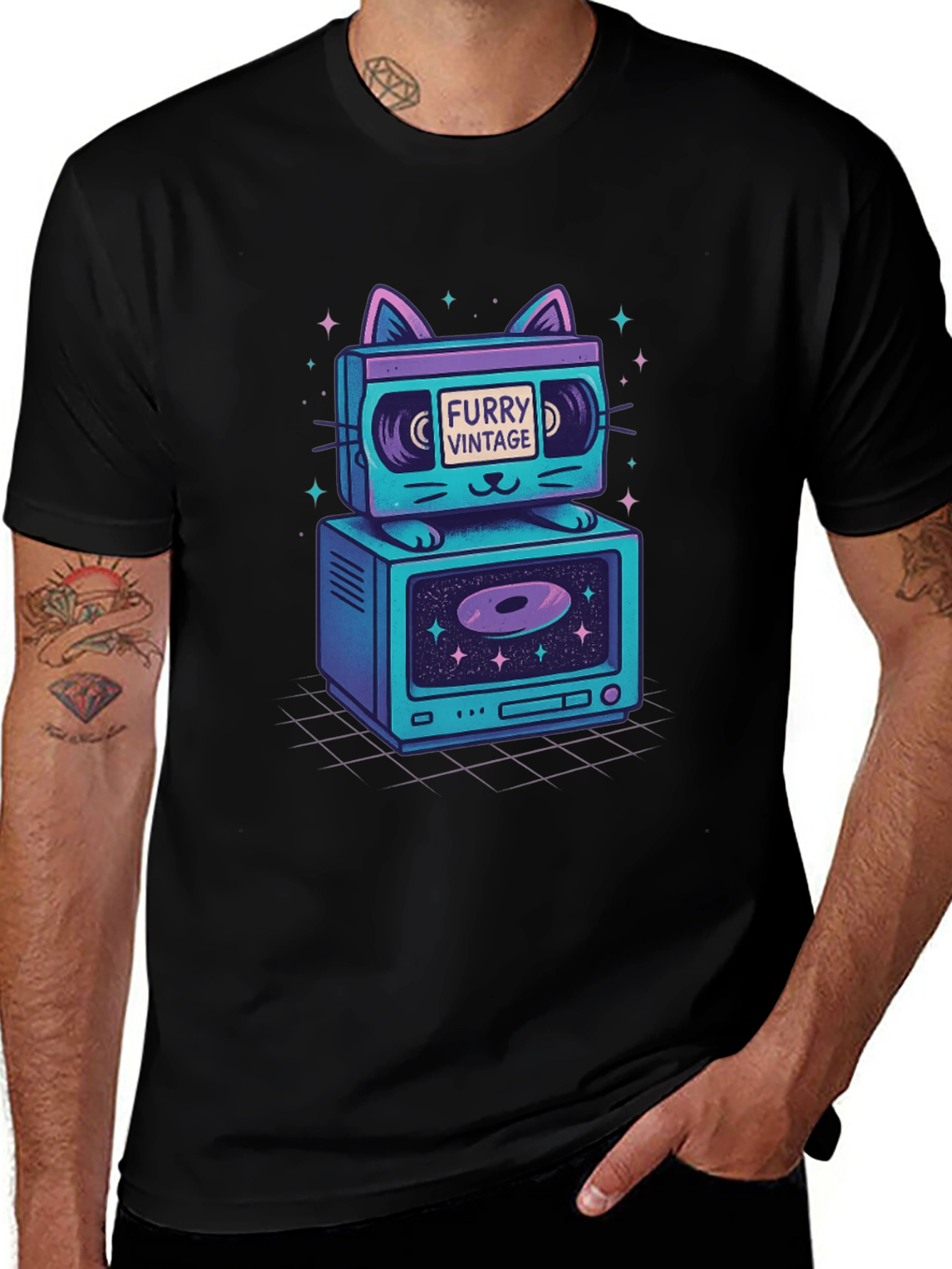 Variant 21 of Retro Furry Vintage Cat TV T-Shirt