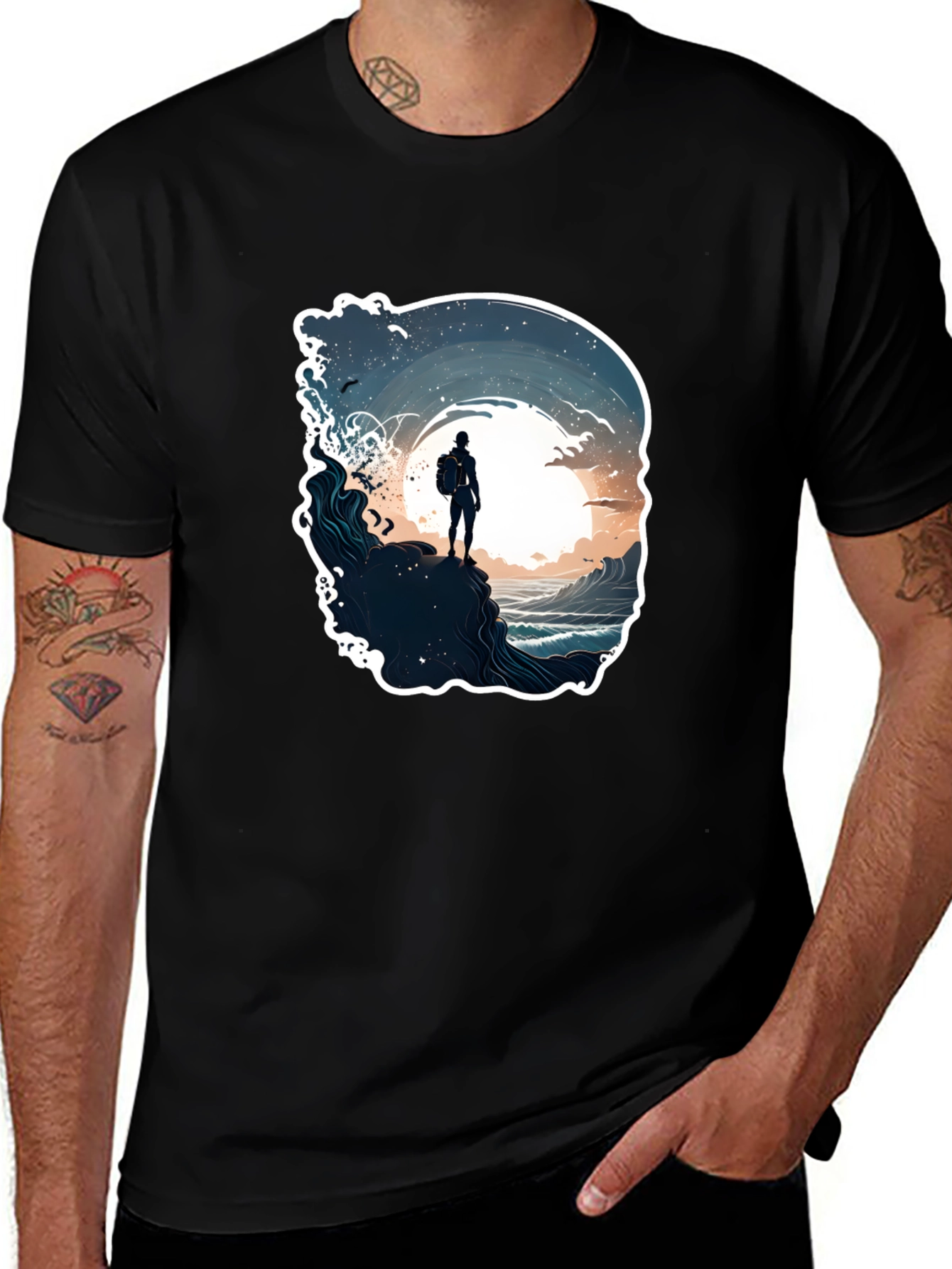 Variant 3 of Ocean Adventure T-Shirt - Black, Artistic Print