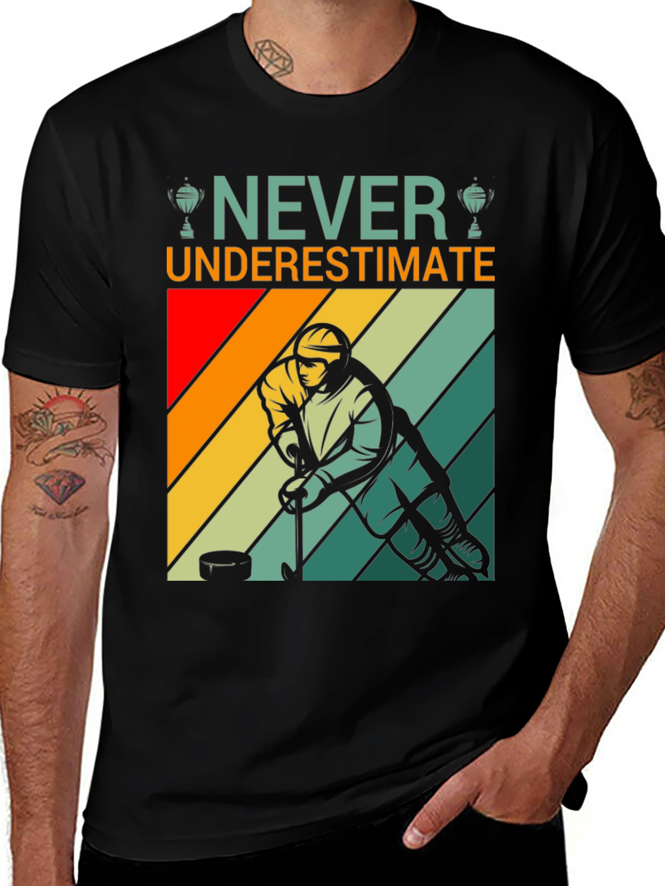 Variant 19 of Never Underestimate Hockey T-Shirt