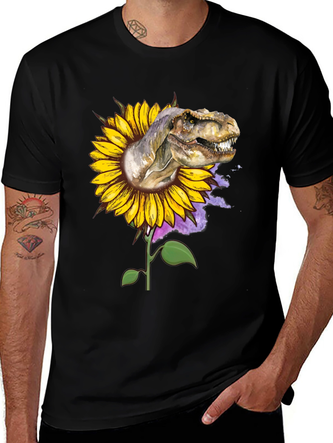 Variant 21 of Dinosaur Sunflower Graphic Tee