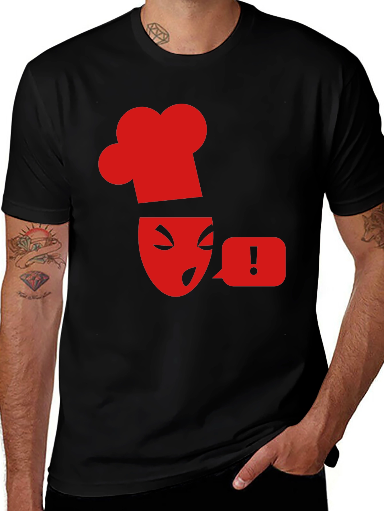 Variant 24 of Chef Alert Graphic Tee - Bold Red Design on Black