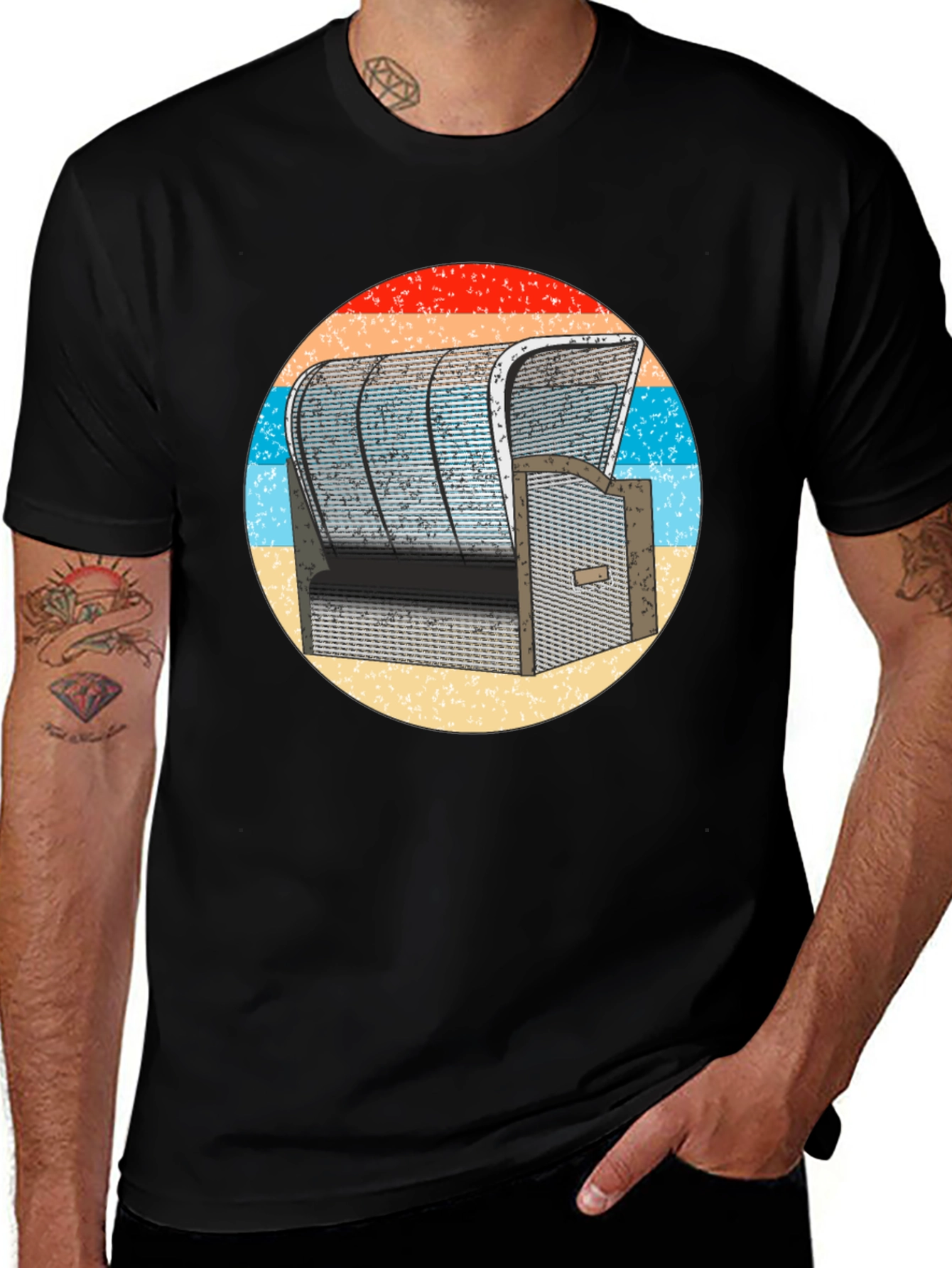 Variant 26 of Retro Beach Chair Graphic Tee - Comfort & Style