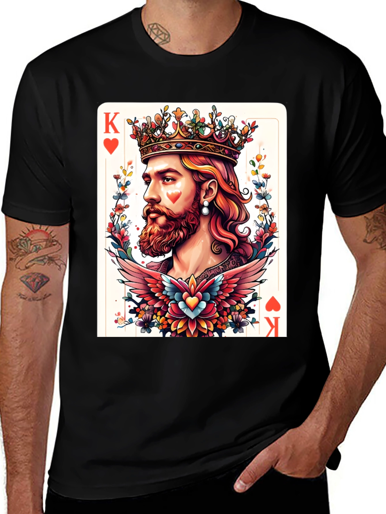 Variant 26 of King of Hearts Graphic T-Shirt - Bold Card Design