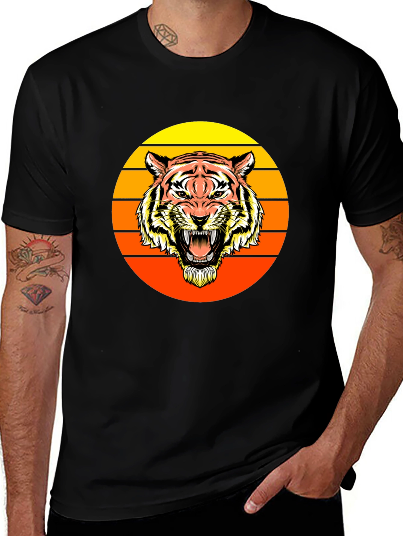 Variant 27 of Retro Tiger Graphic Tee - Black Crew Neck