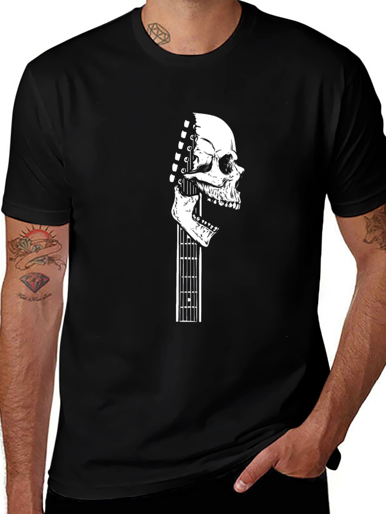 Variant 8 of Skull Guitar Graphic Tee - Rocker Style