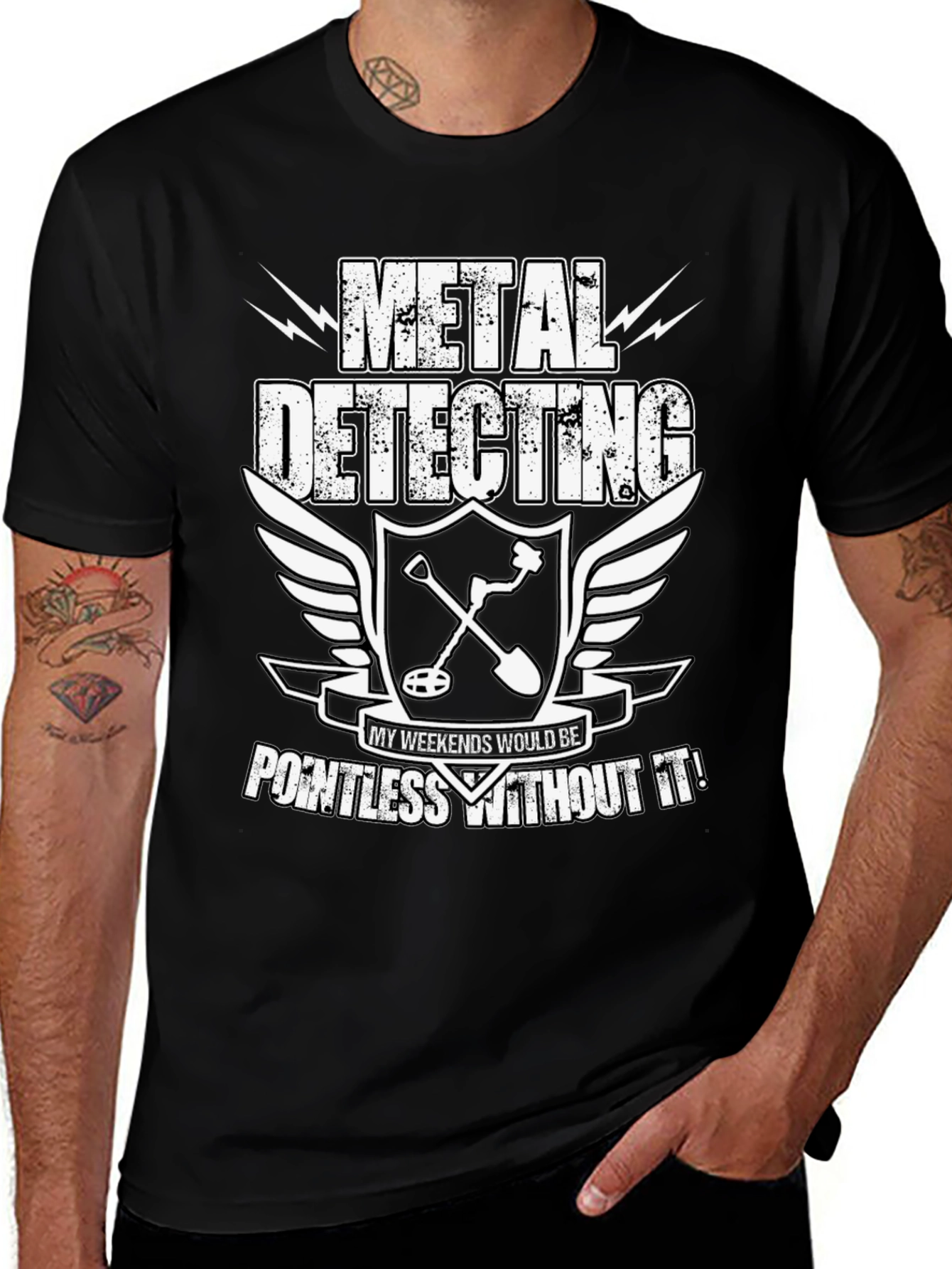 Black Metal Detecting T-Shirt - Pointless Without It! main image