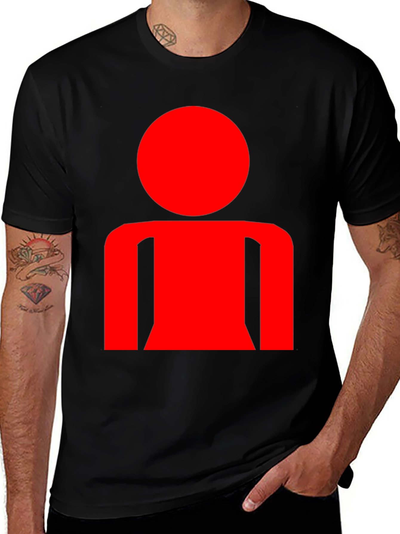 Variant 9 of Red Graphic T-Shirt - Abstract Person Design