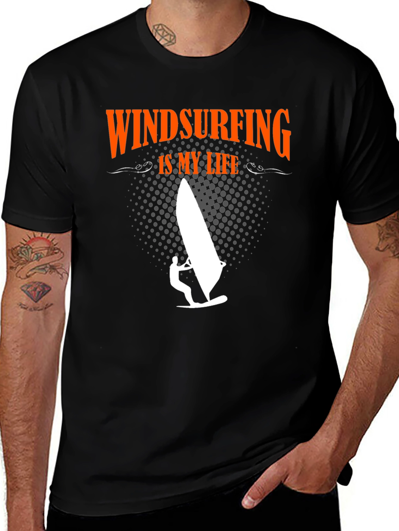 Variant 14 of Windsurfing is My Life Black T-Shirt