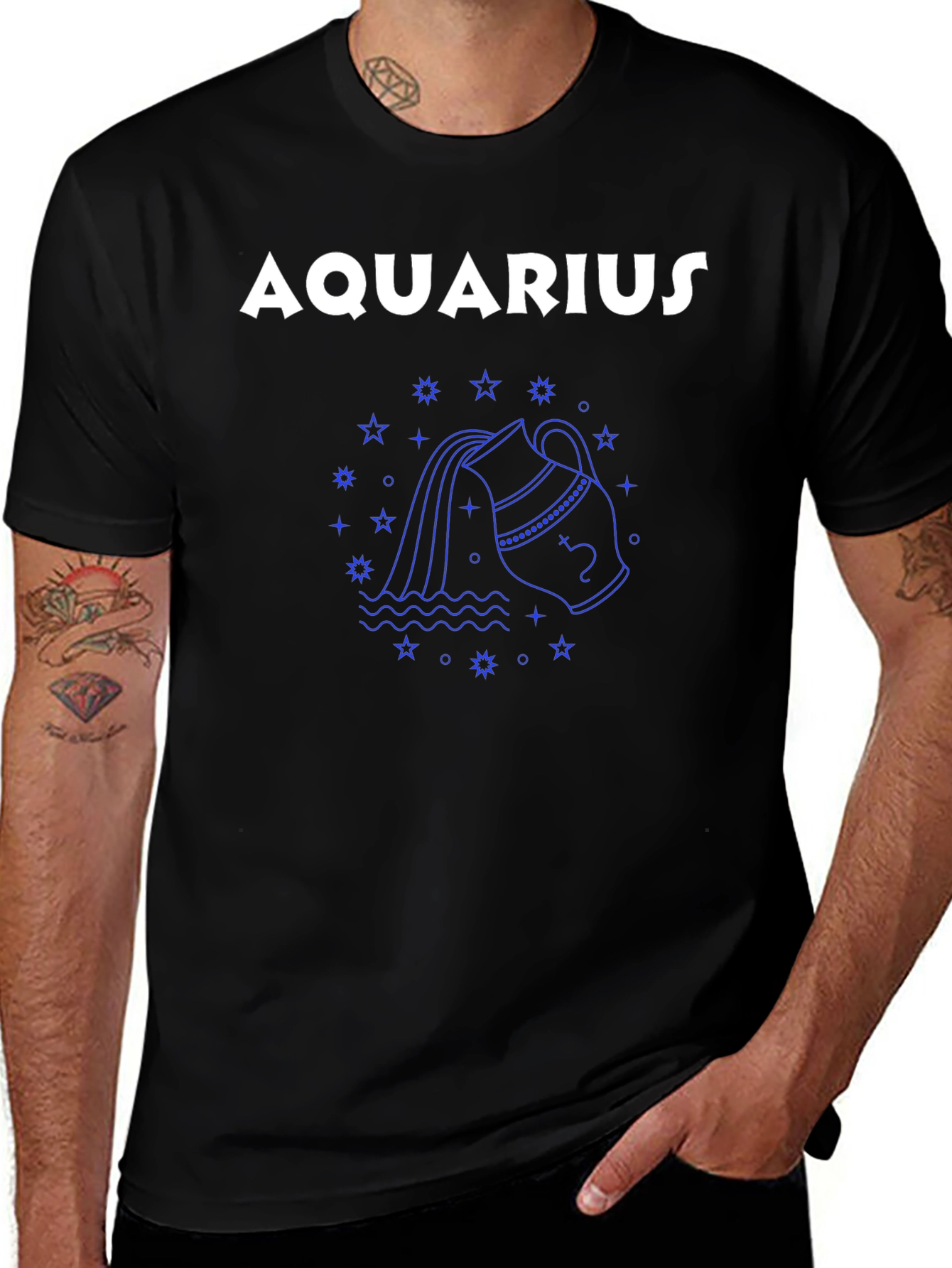 Aquarius Zodiac Graphic Tee - Black Unisex T-Shirt