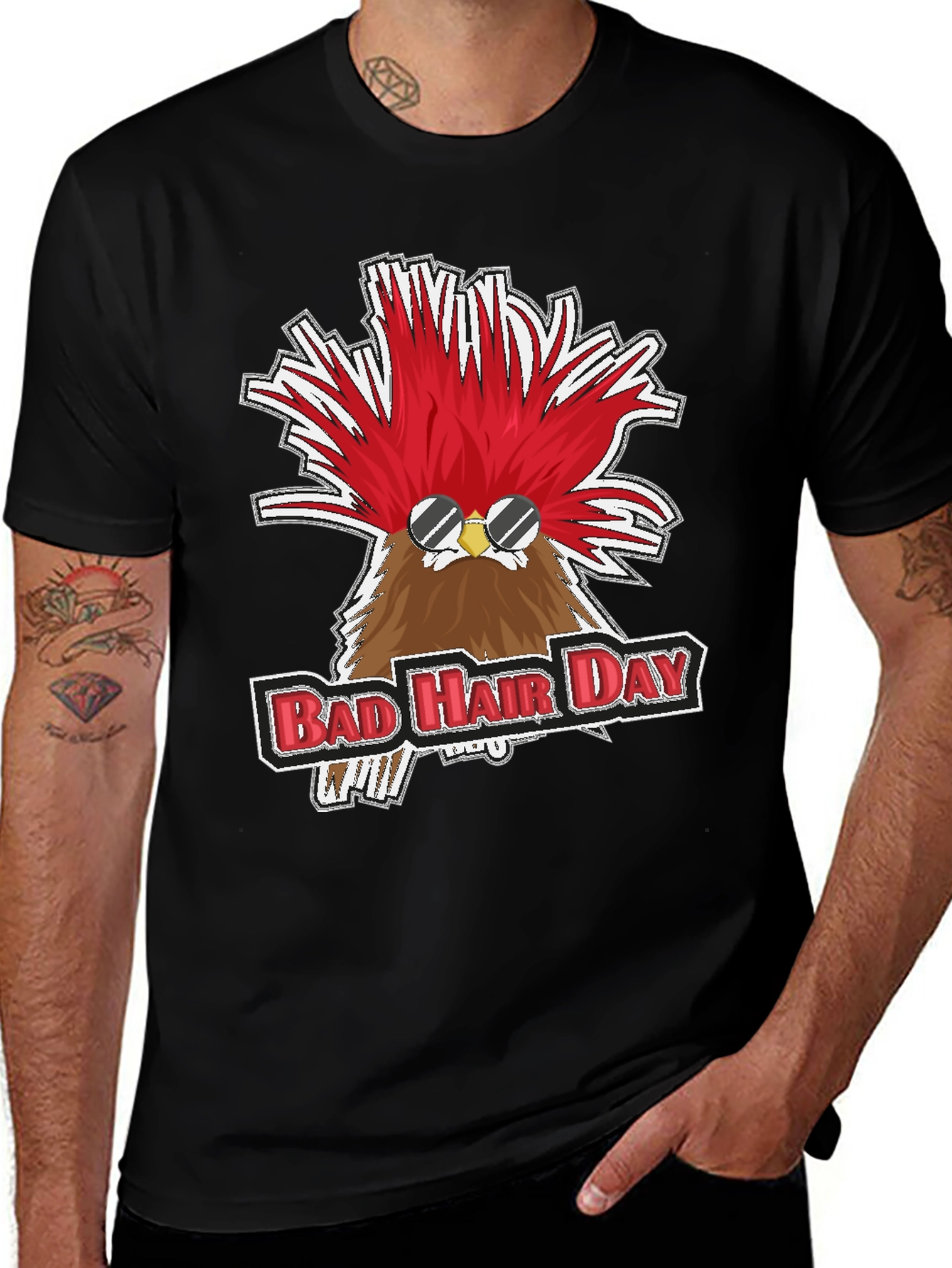 Variant 13 of Bad Hair Day Chicken Graphic Tee