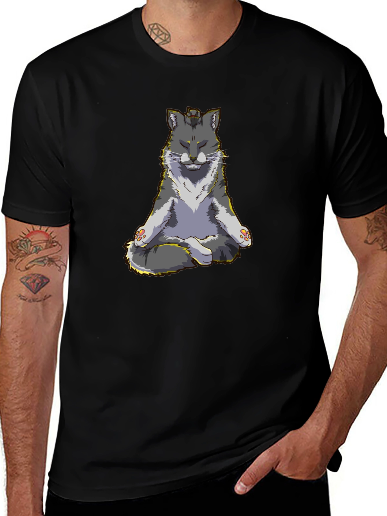 Variant 22 of Meditating Cat Graphic T-Shirt