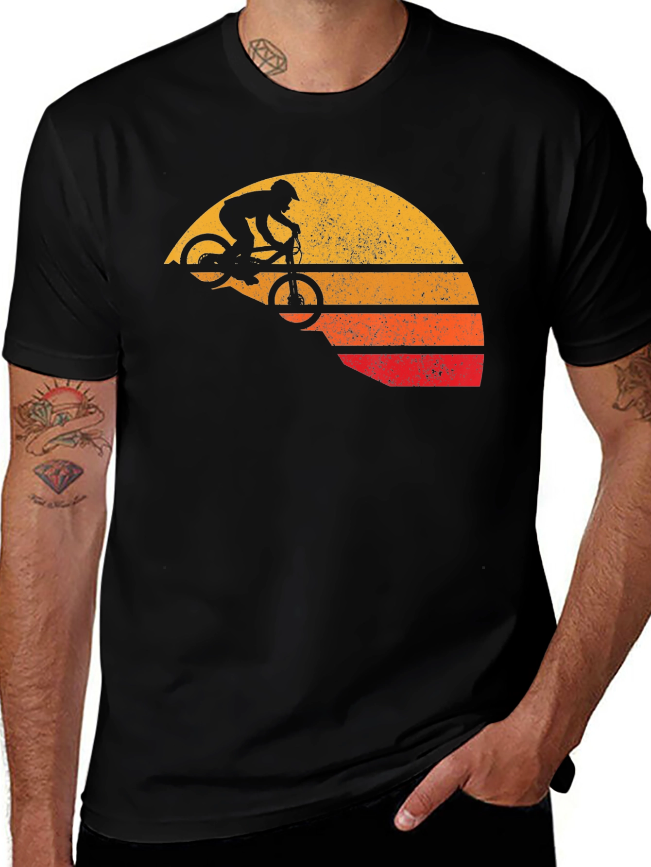 Variant 13 of Retro Mountain Biker Sunset Graphic Tee