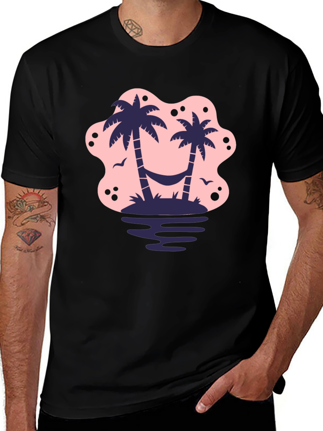 Variant 14 of Tropical Island Palm Tree Graphic T-Shirt