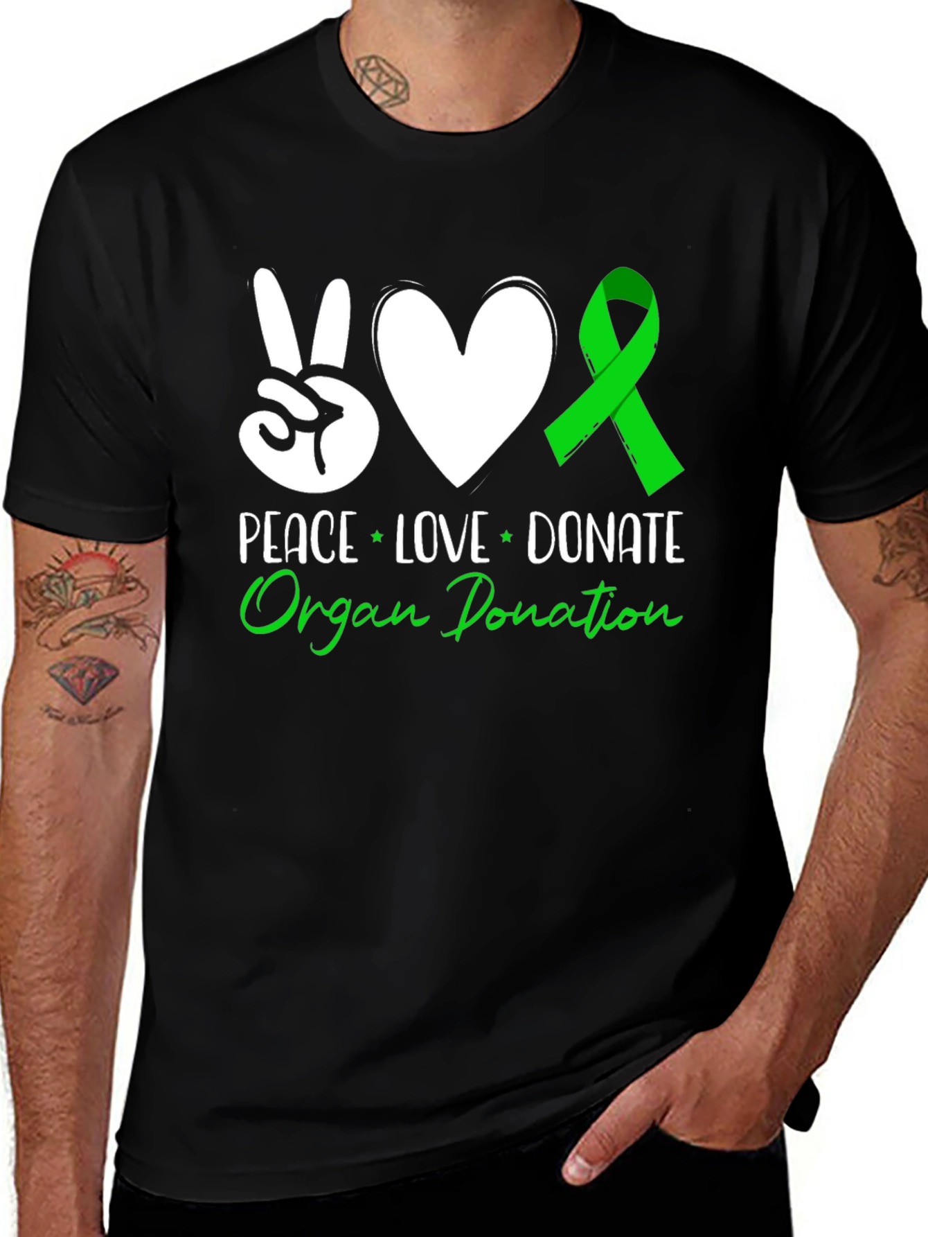 Variant 23 of Peace Love Donate Organ Donation T-Shirt