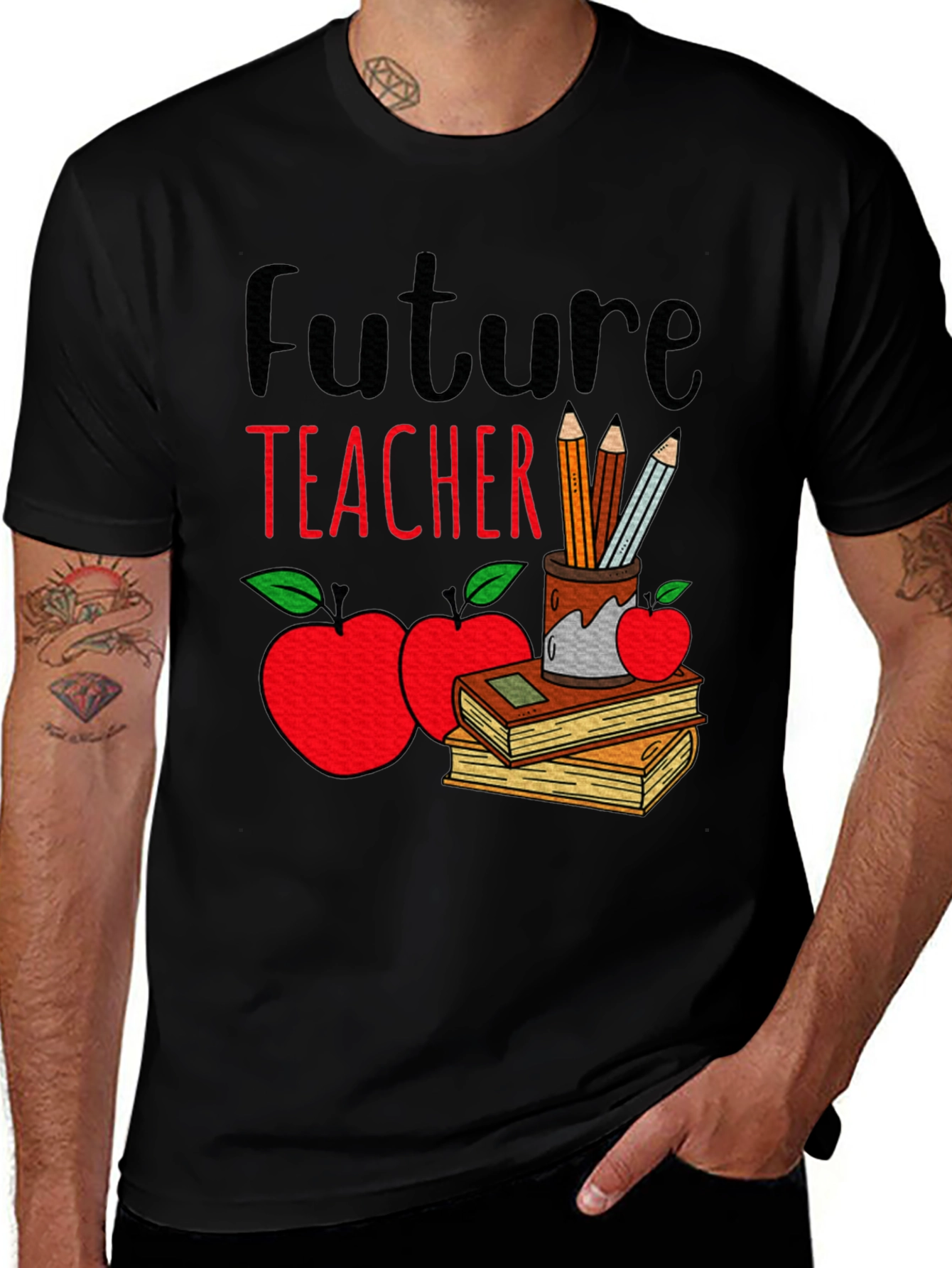Future Teacher T-Shirt - Cute Apple & Books Design