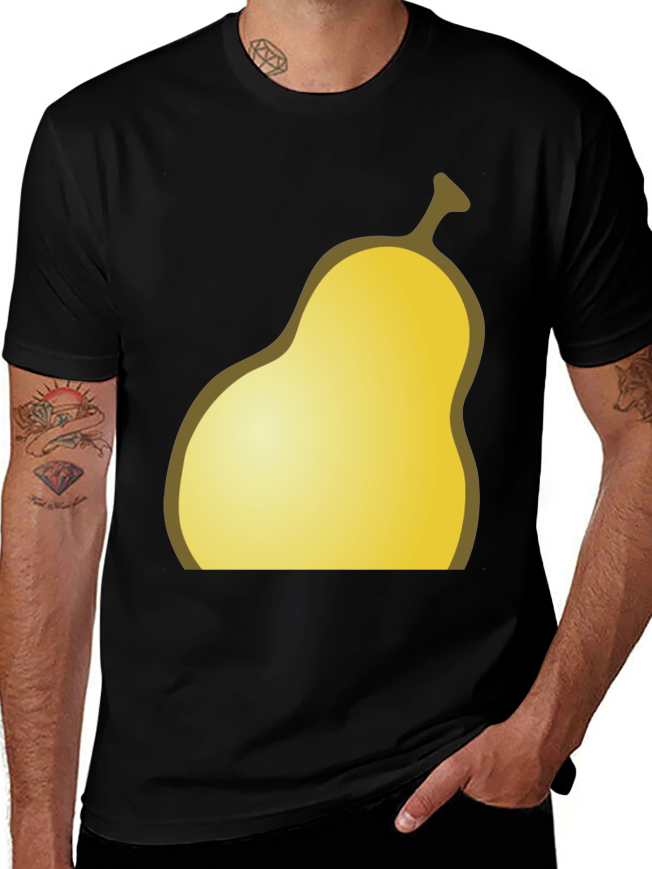 Variant 25 of Pear Graphic Black T-Shirt - Casual Style