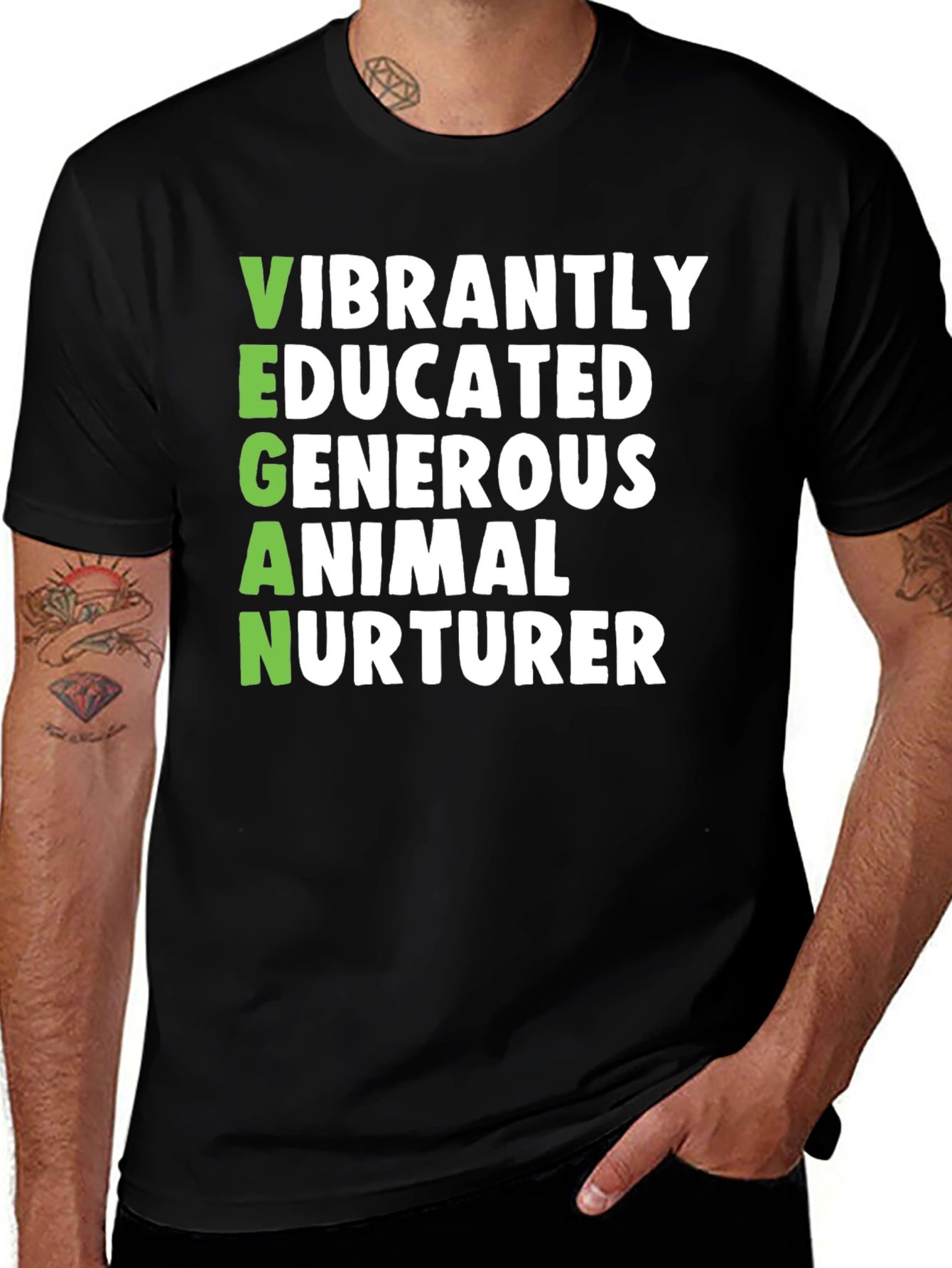 Variant 18 of Vegan Vibrant Shirt - Educated, Generous, Animal Nurturer Tee