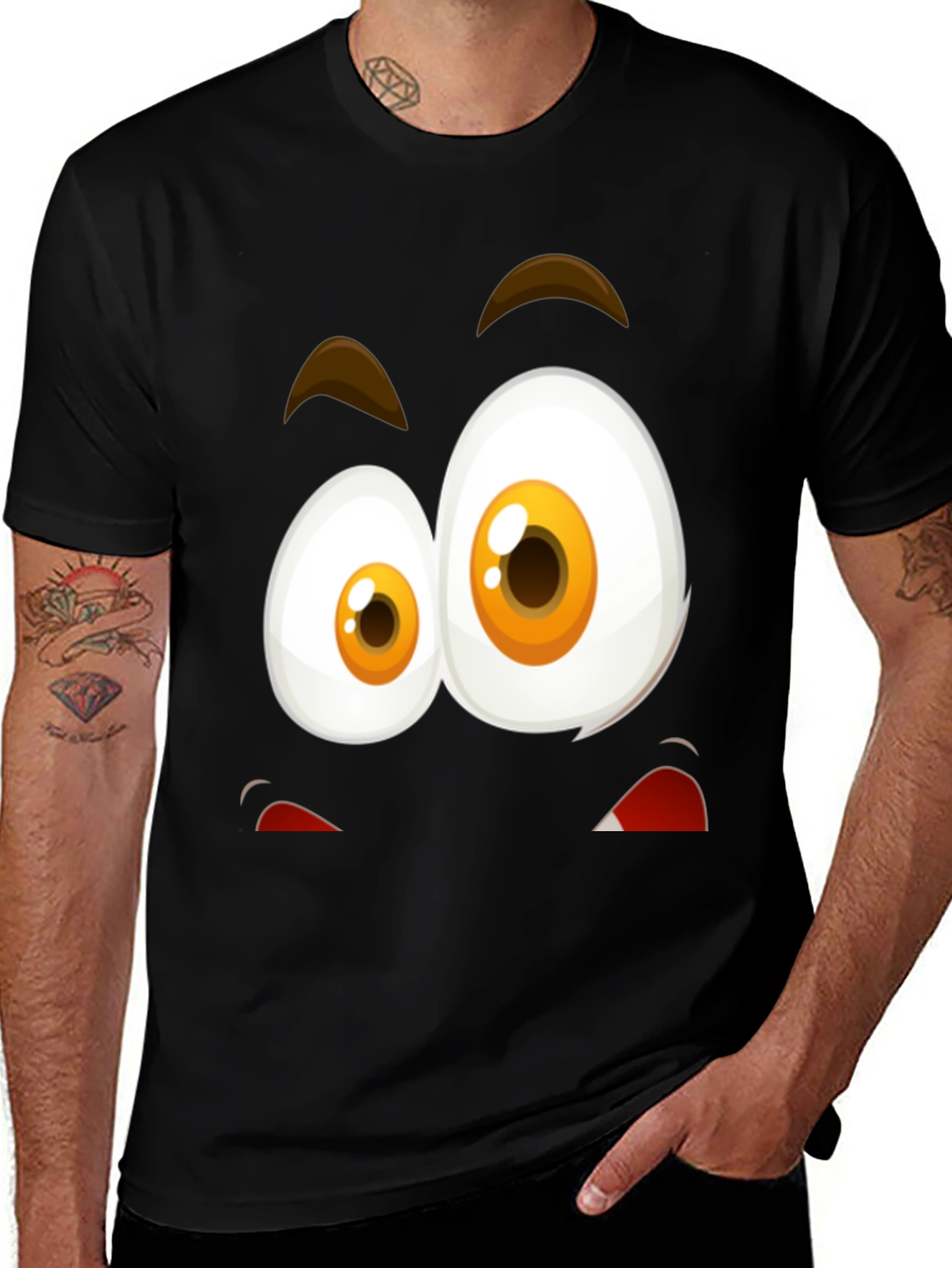 Variant 9 of Funny Face Graphic T-Shirt - Black Cotton Blend