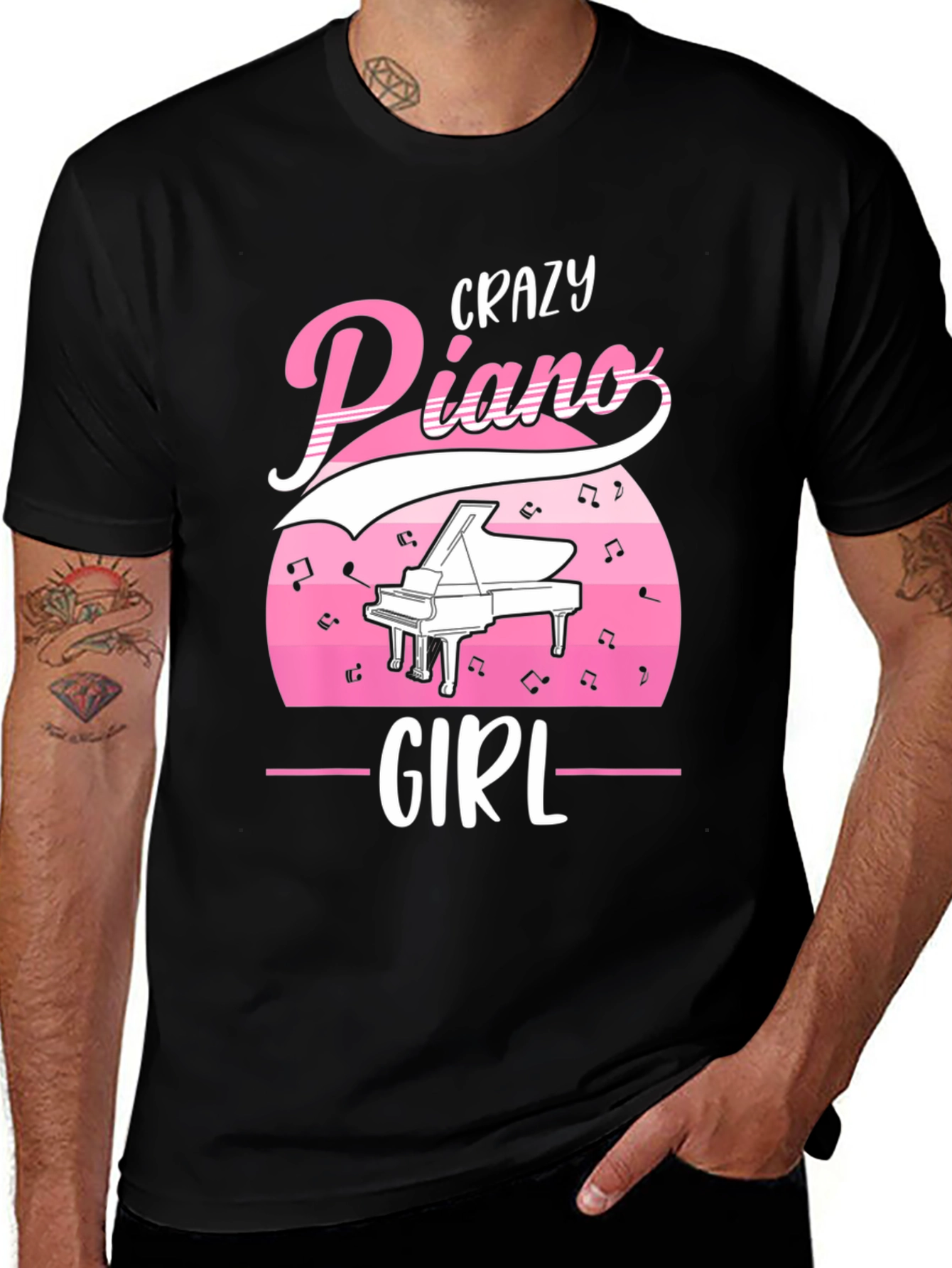 Variant 28 of Crazy Piano Girl T-Shirt - Music Lover Tee