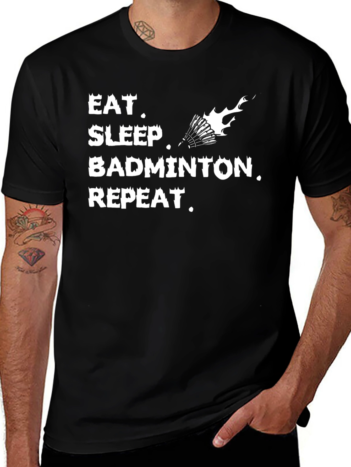 Variant 22 of Eat Sleep Badminton Repeat Graphic Tee