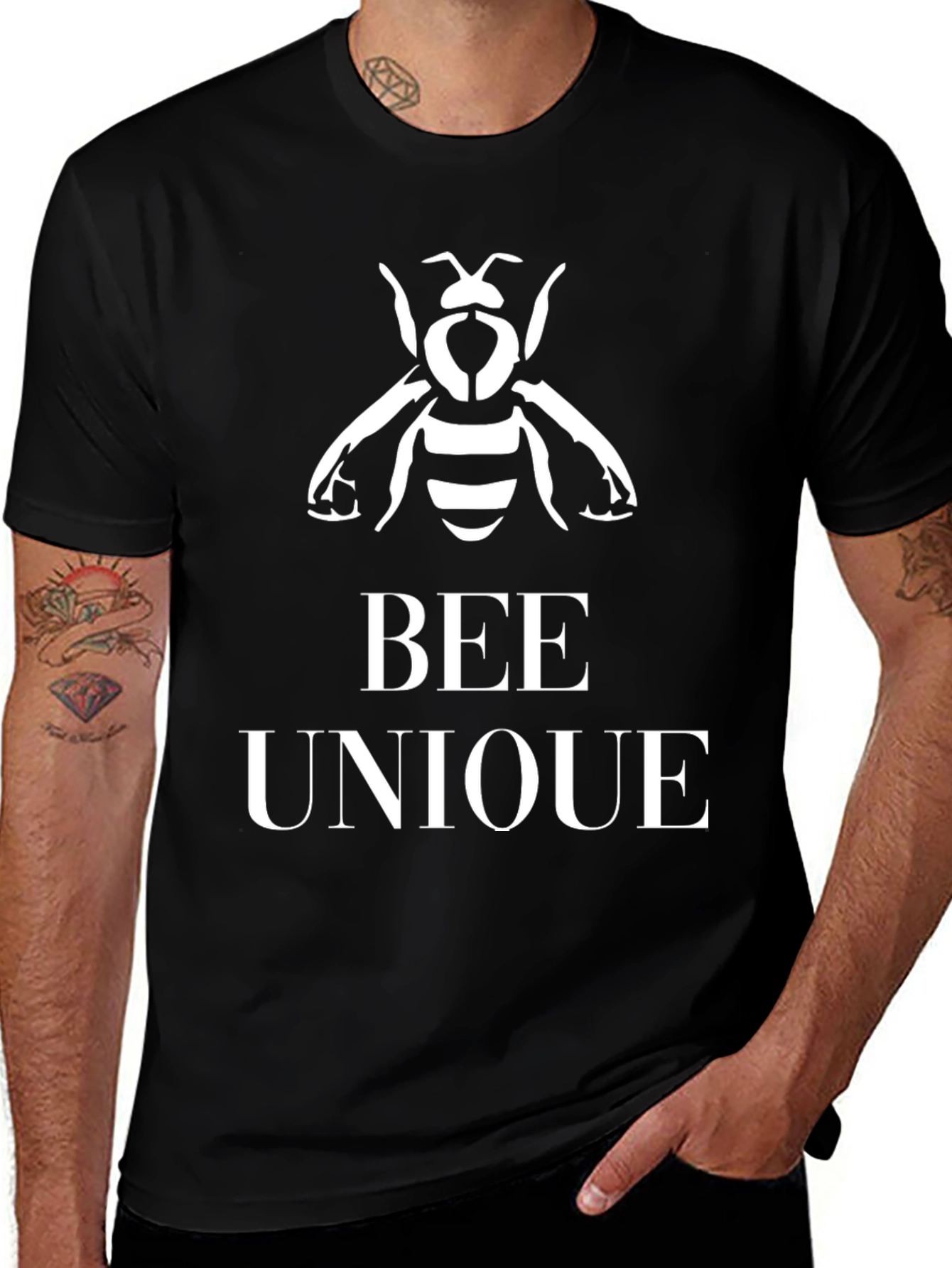 Variant 16 of Bee Unique Graphic Tee - Black Cotton Blend