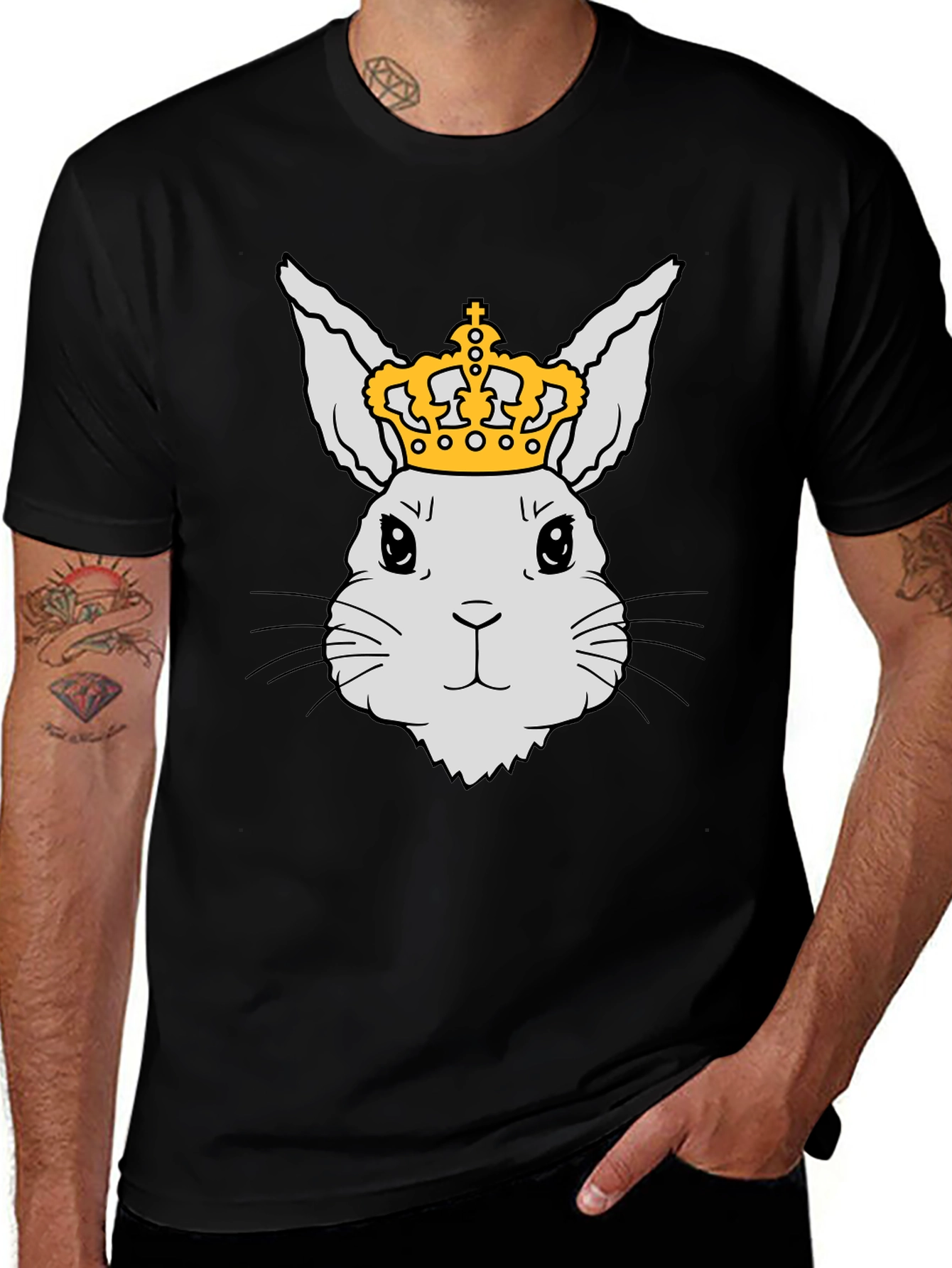 Variant 3 of Royal Rabbit Graphic Tee - Black Cotton Blend