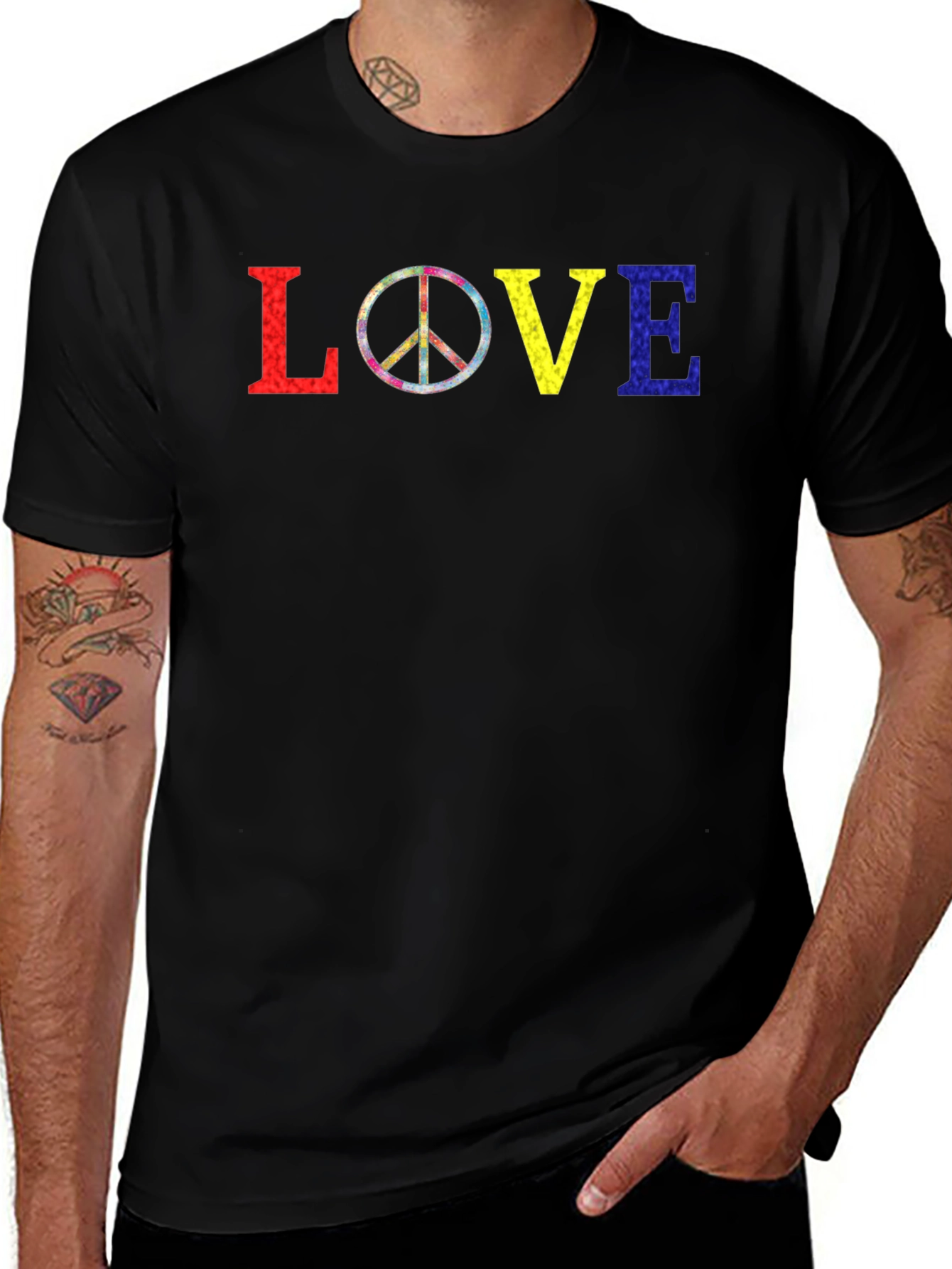 Variant 28 of Peace & Love T-Shirt - Colorful Graphic Tee