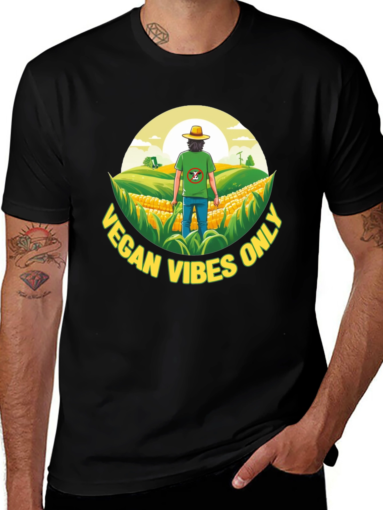 Variant 26 of Vegan Vibes Only Graphic Tee - Black