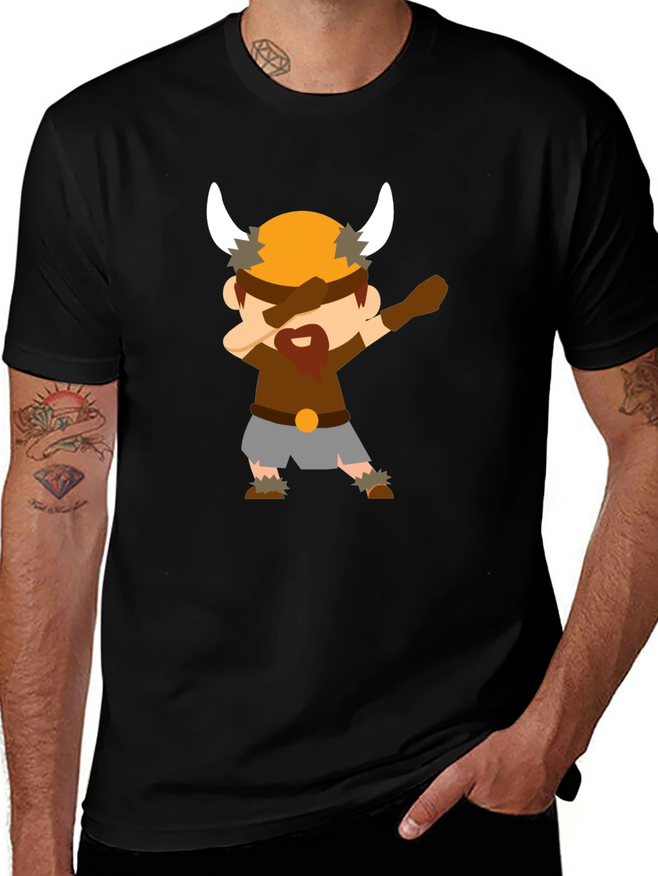 Variant 13 of Dabbing Viking Cartoon Black T-Shirt