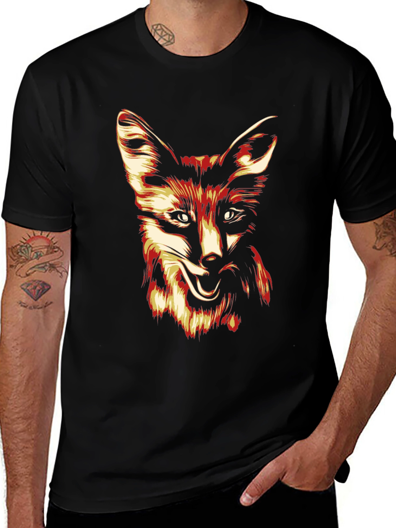 Variant 29 of Fox Graphic Print Tee - Stylish Men's Black T-Shirt