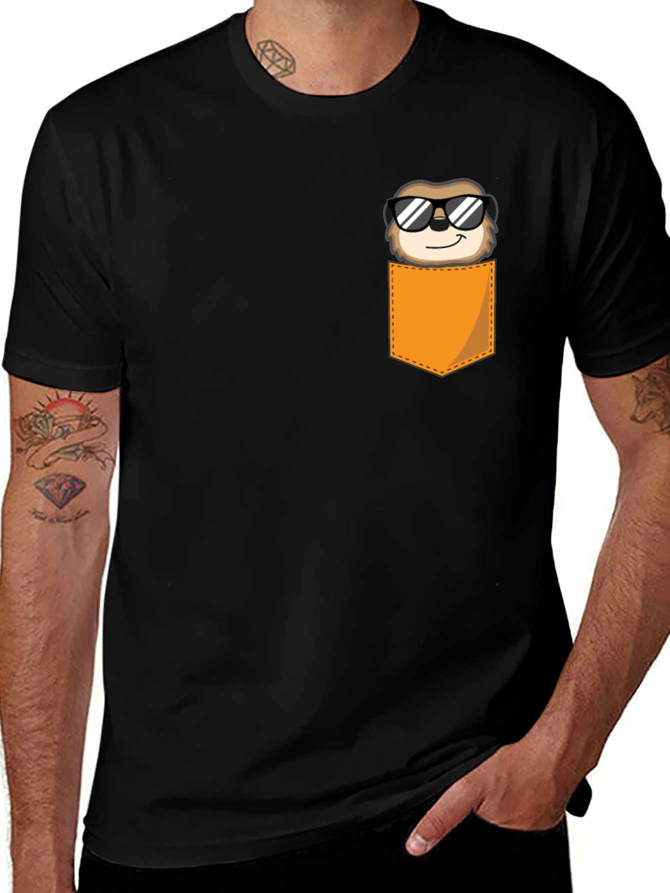 Variant 14 of Cool Sloth Pocket T-Shirt - Black