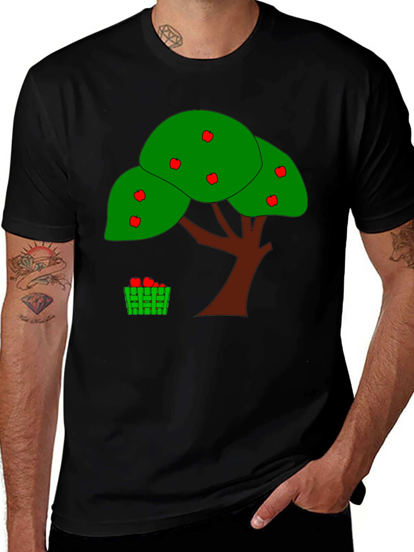 Black Apple Tree Graphic Print Black T-Shirt main image