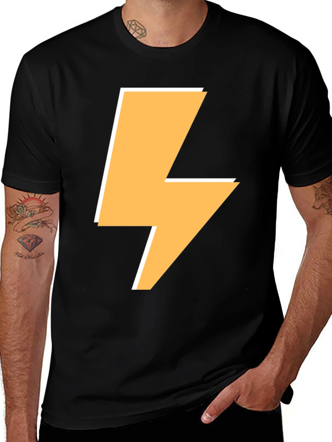 Variant 27 of Lightning Bolt Graphic Tee - Bold Black T-Shirt