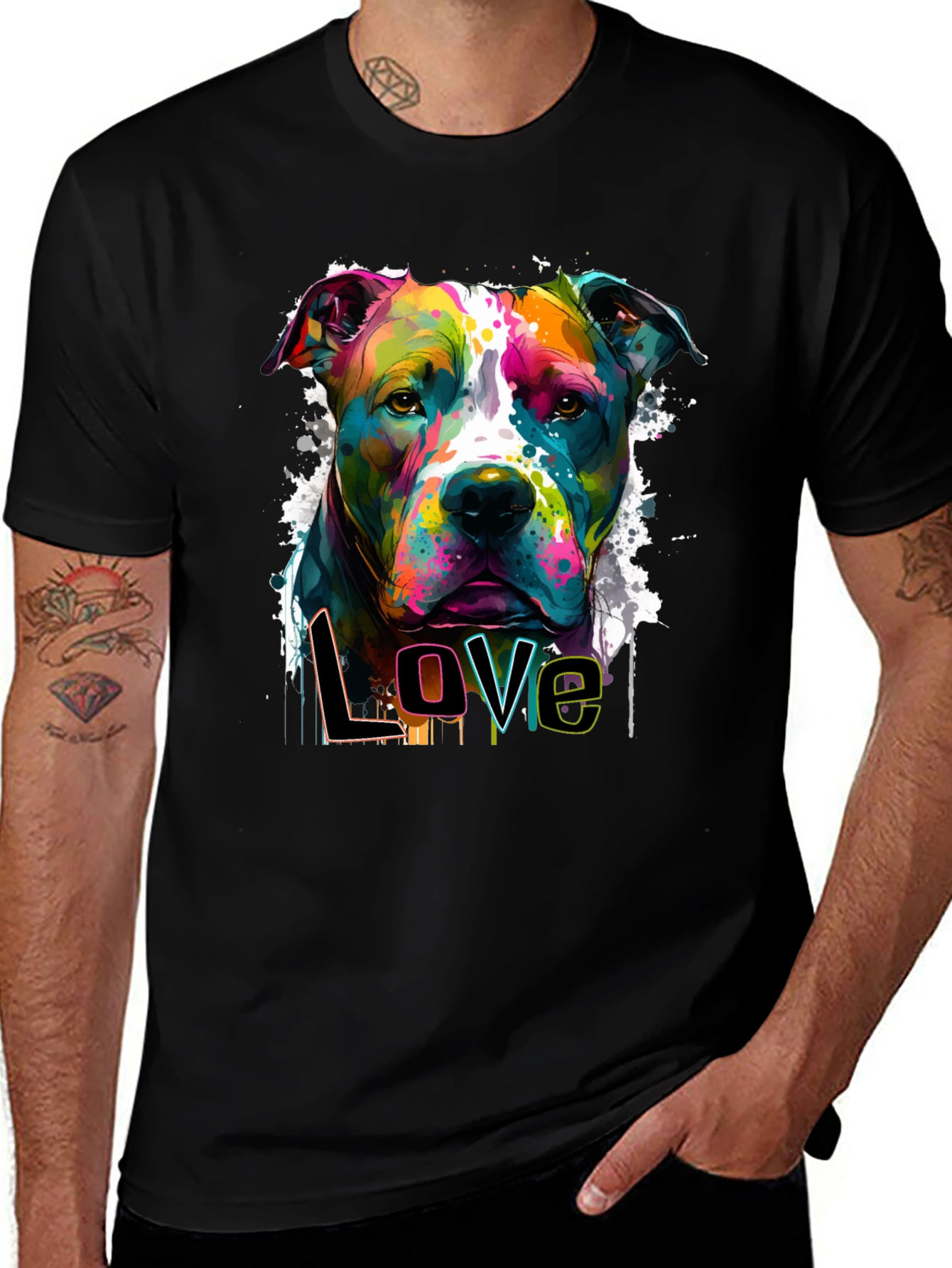 Variant 24 of Colorful Pitbull Love Graphic T-Shirt