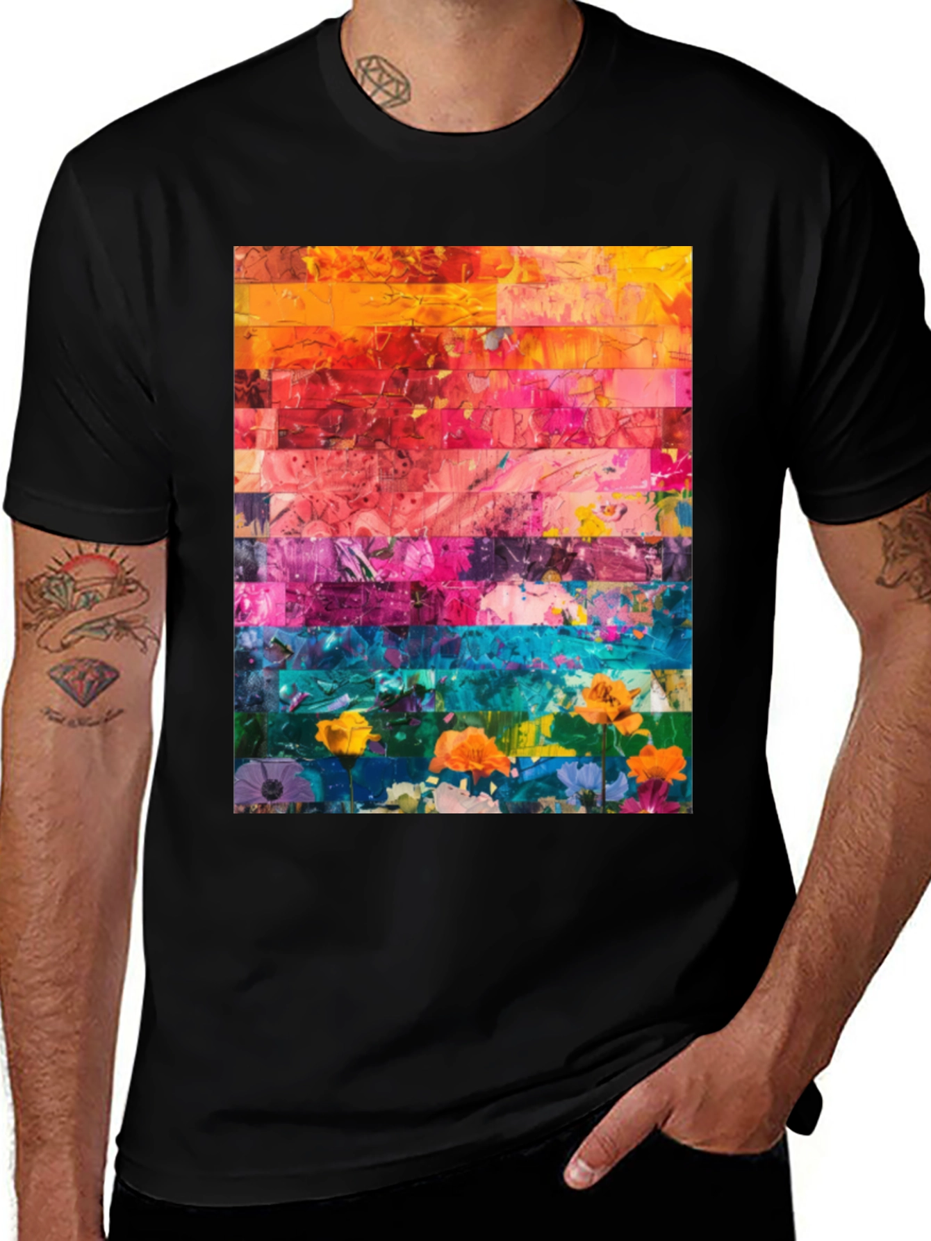 Abstract Art Graphic Tee - Vibrant Painterly Design