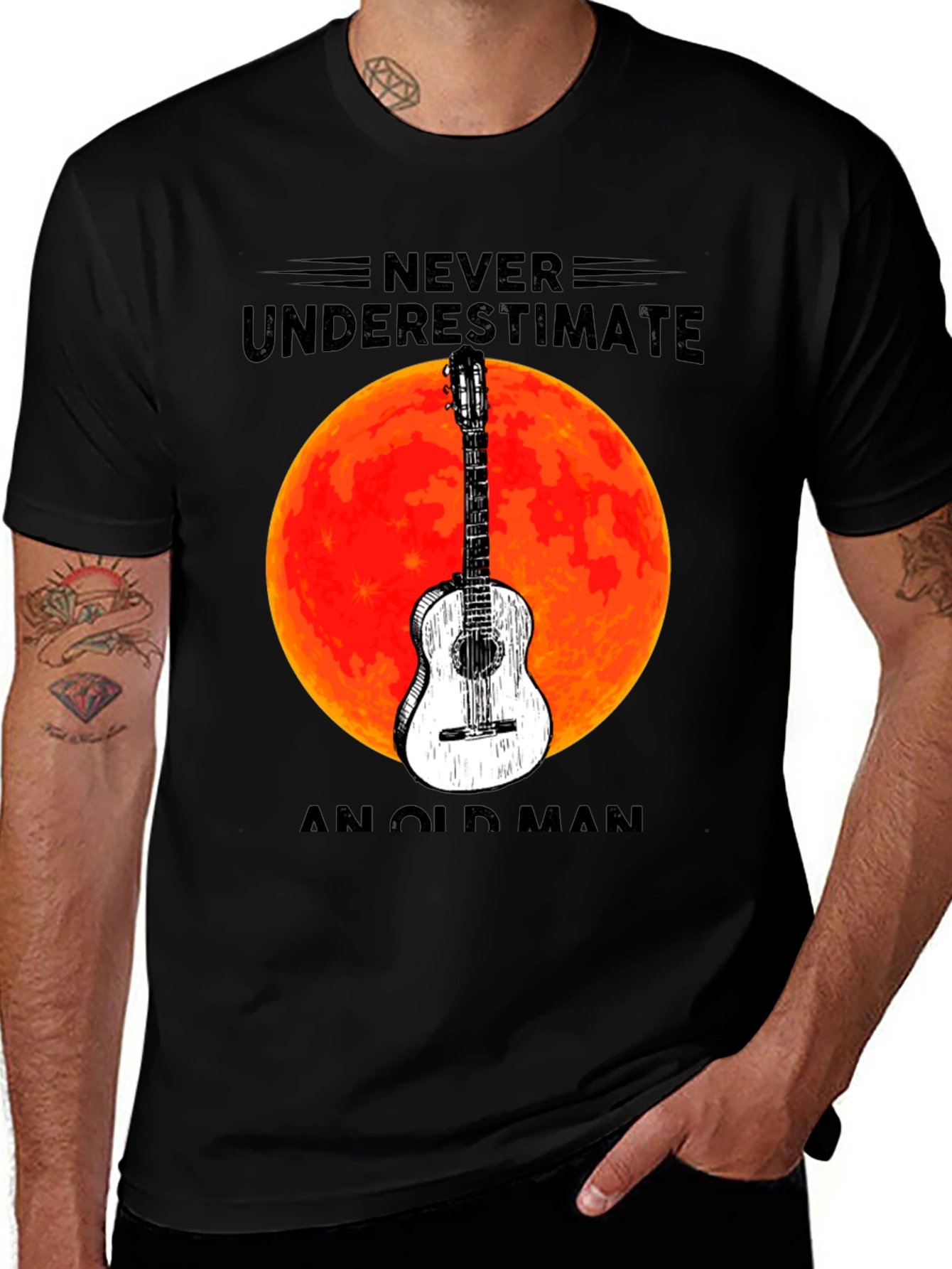 Variant 27 of Never Underestimate Old Man Guitar Graphic Tee